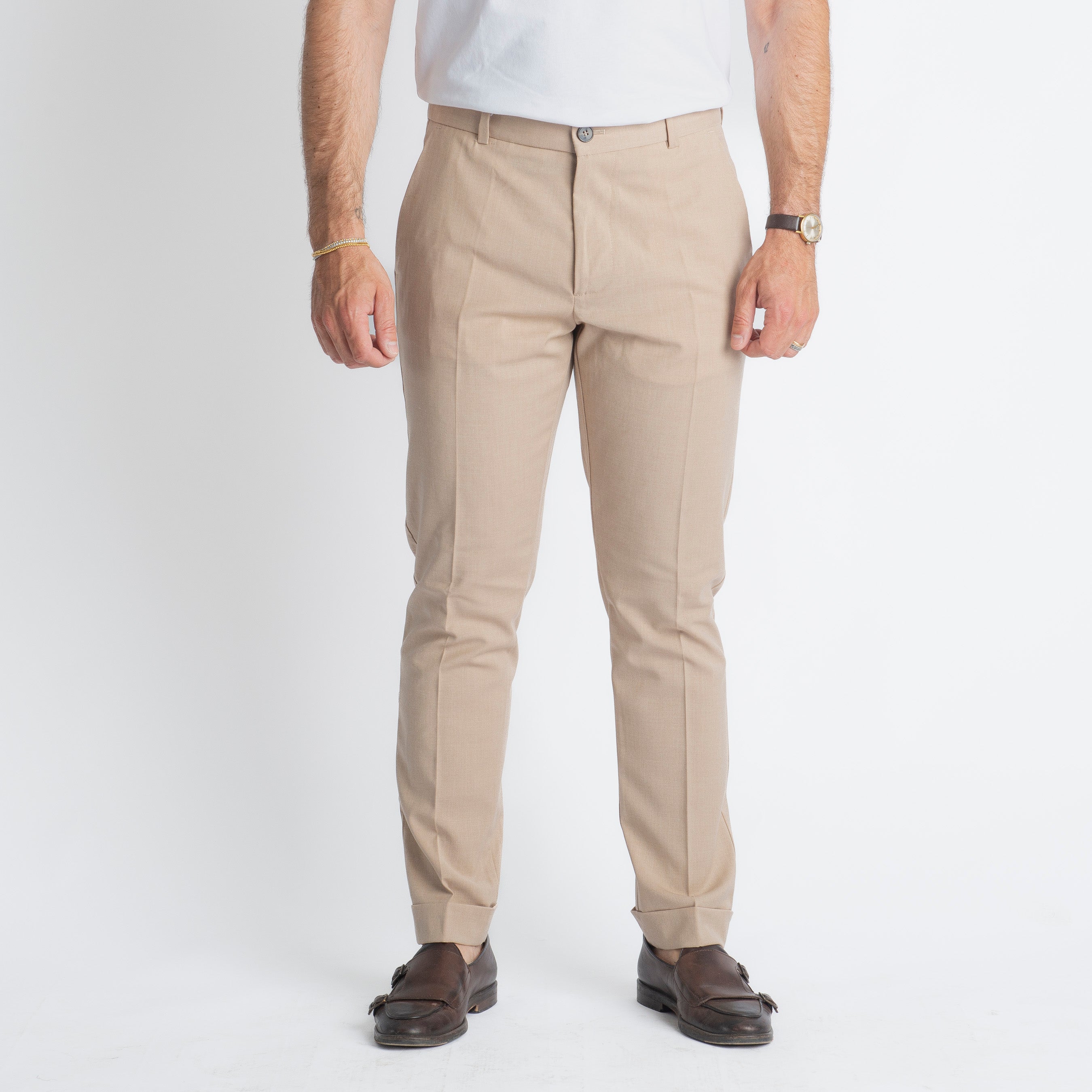 Pantalone Napoli Fresco Lana Beige