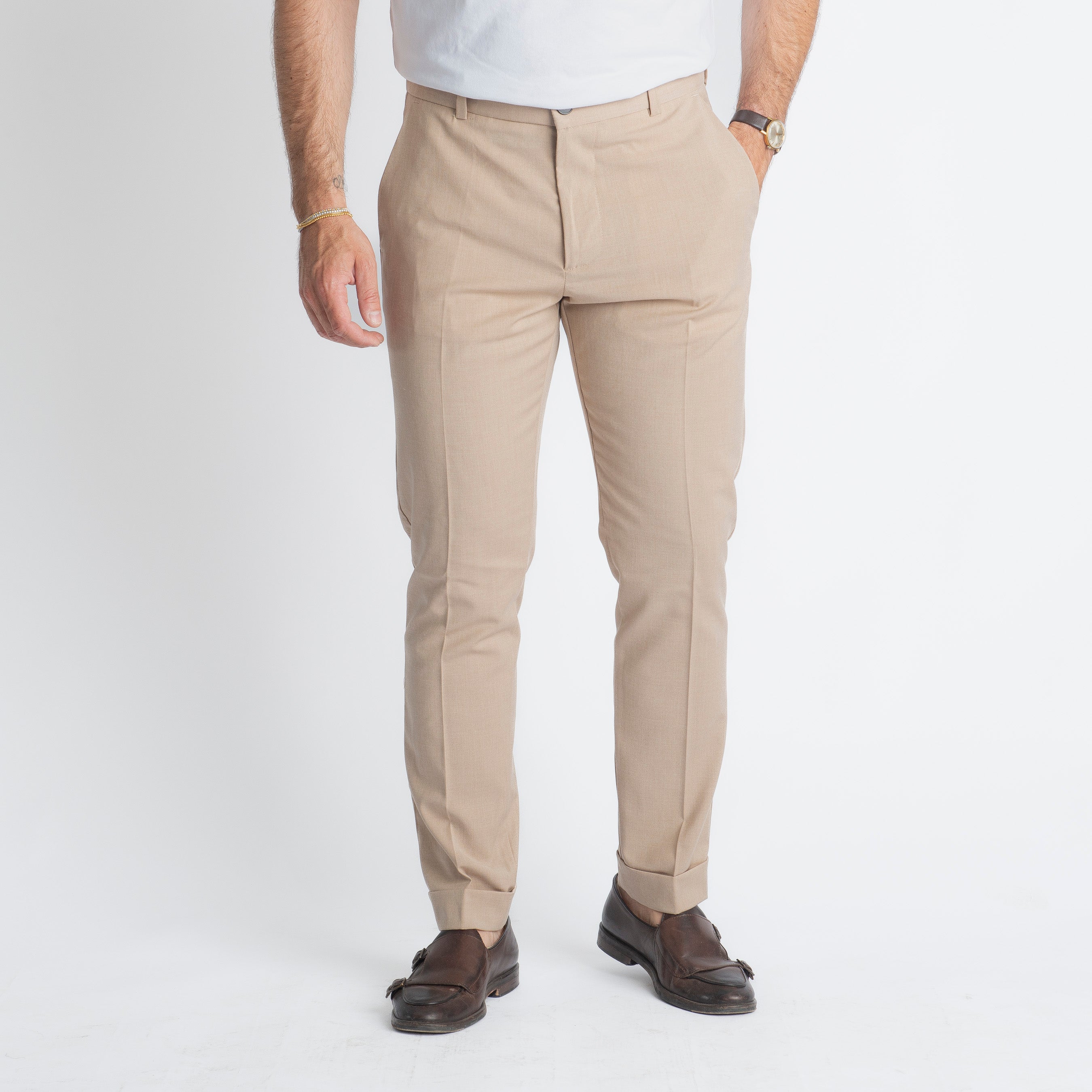 Pantalone Napoli Fresco Lana Beige