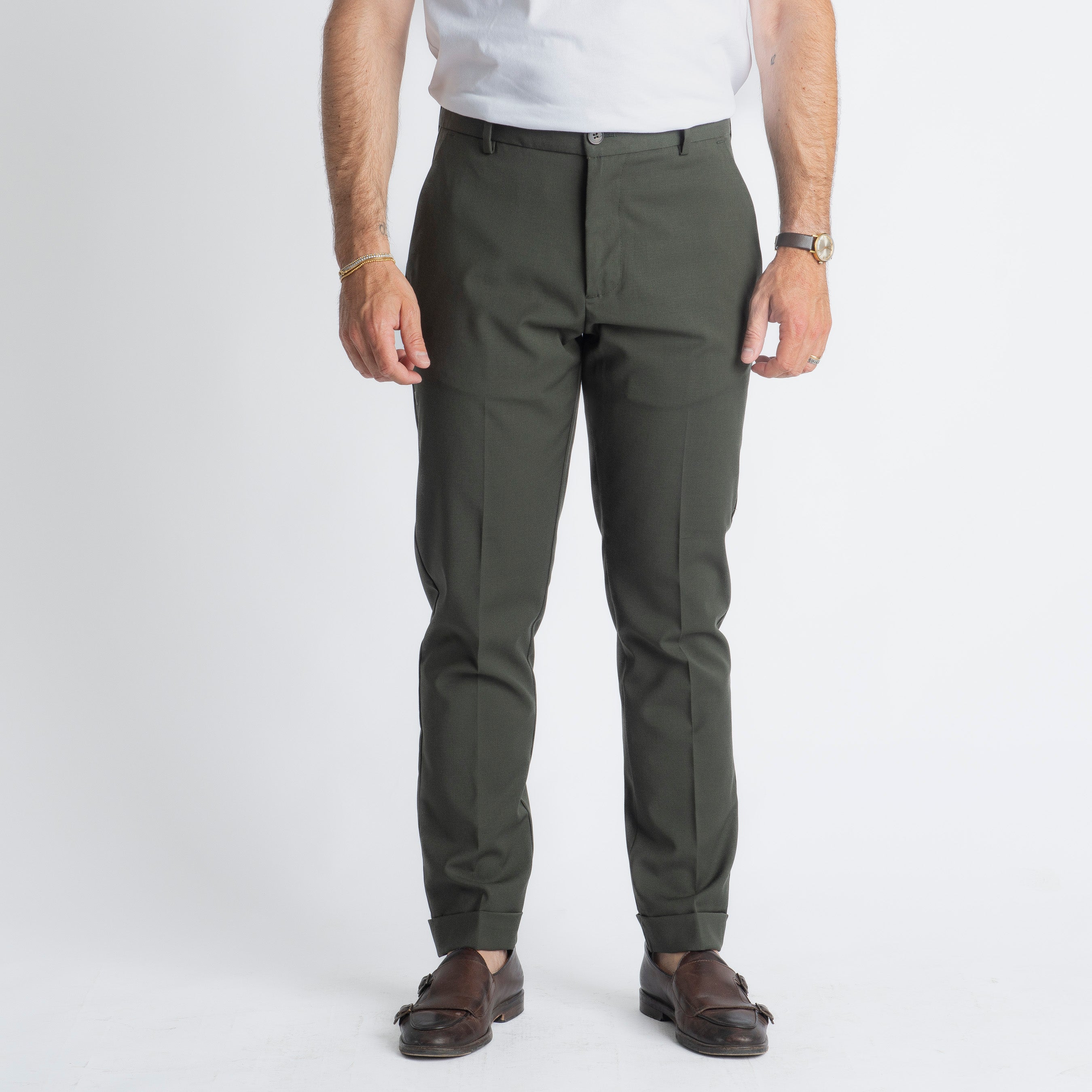 Pantalone Napoli Fresco Lana Verde