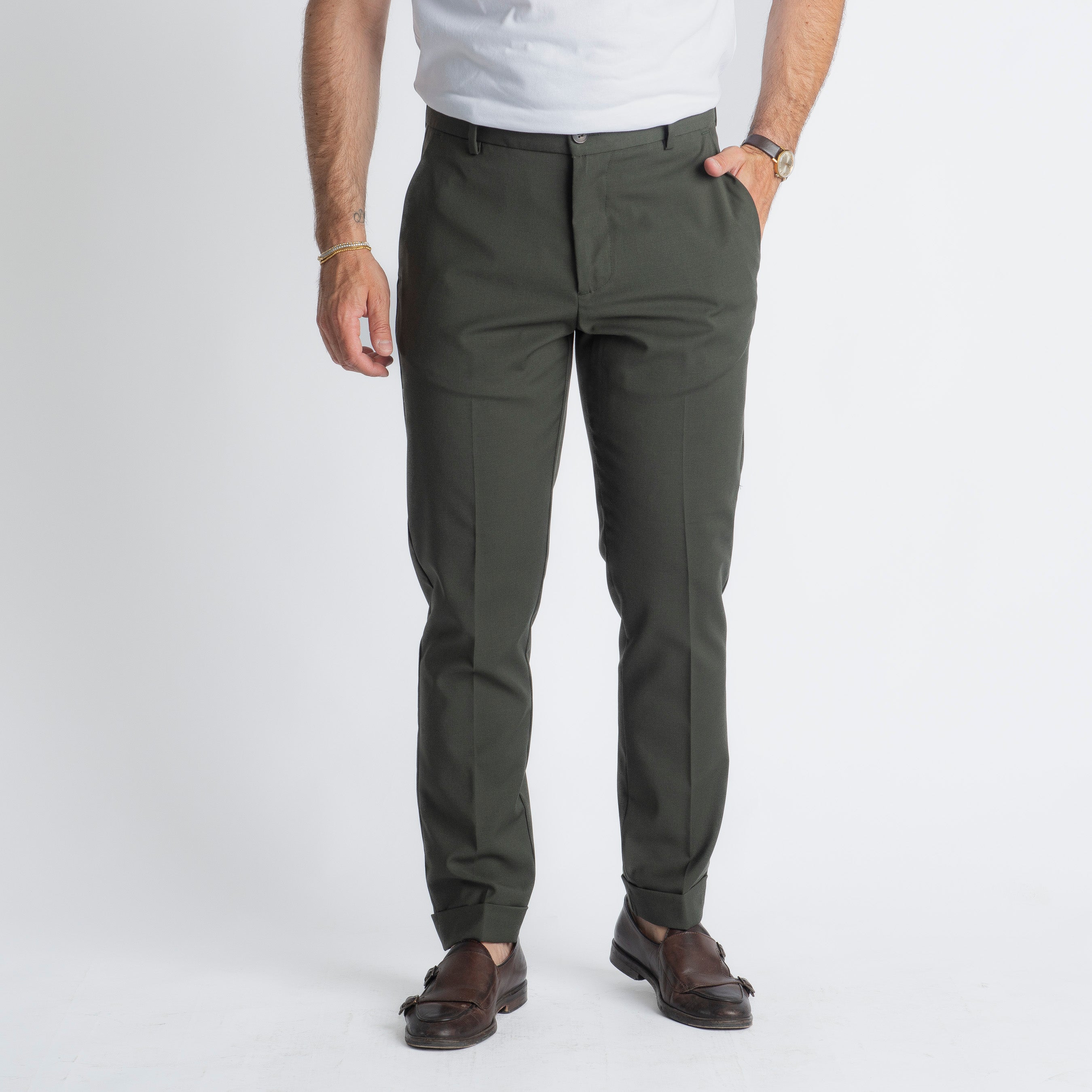 Pantalone Napoli Fresco Lana Verde