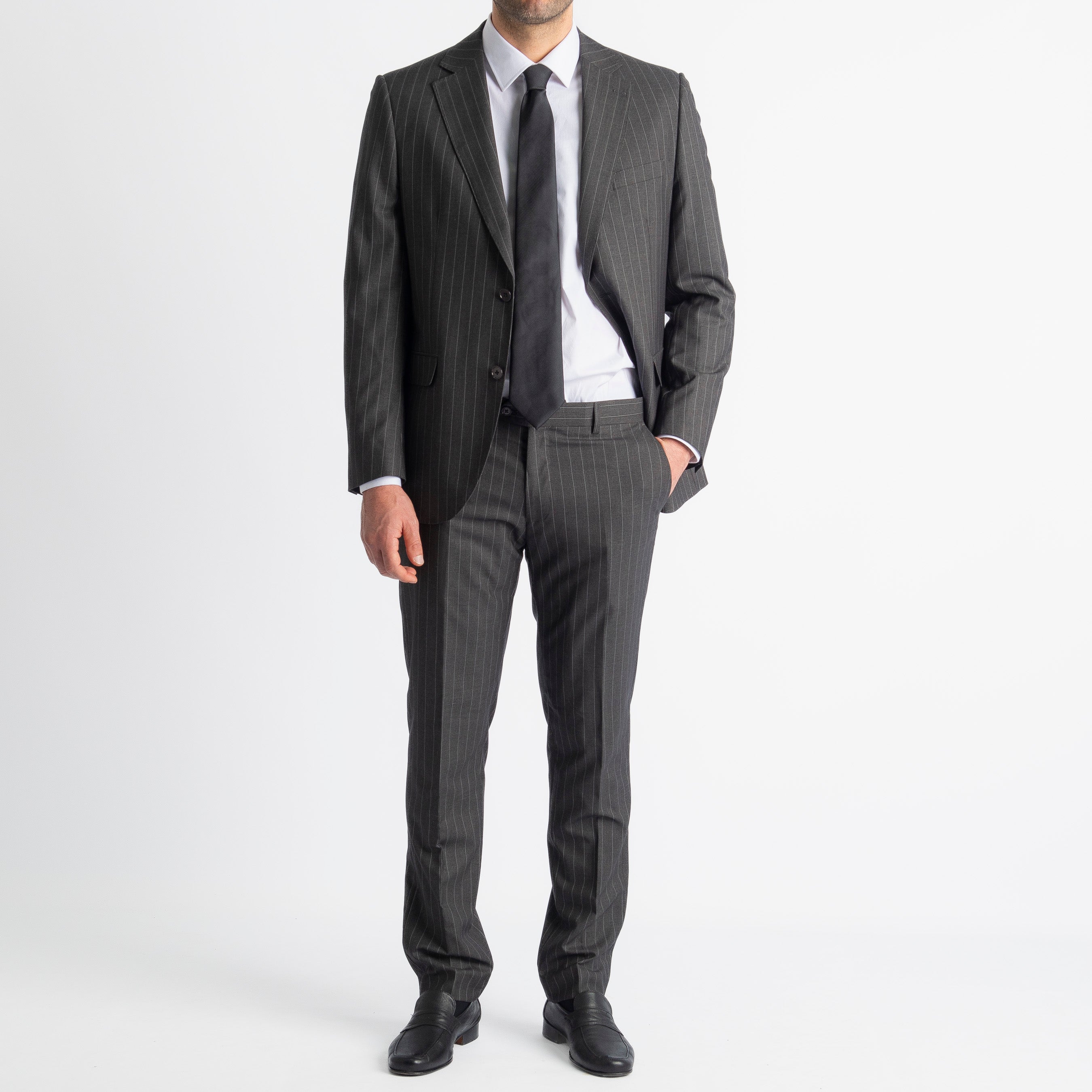 Abito Monopetto Gessato Manhattan Grigio