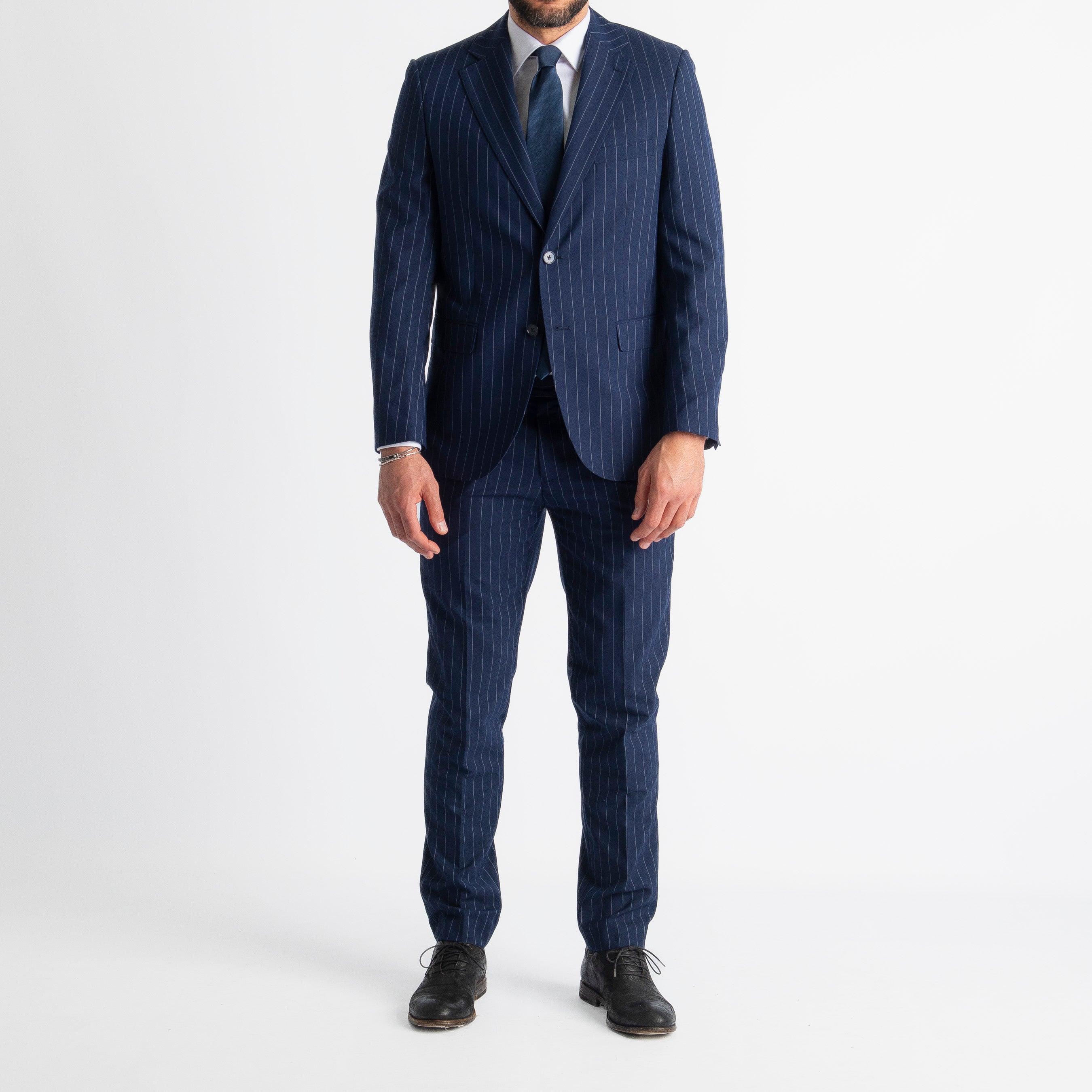 Abito Monopetto Gessato Manhattan Blu