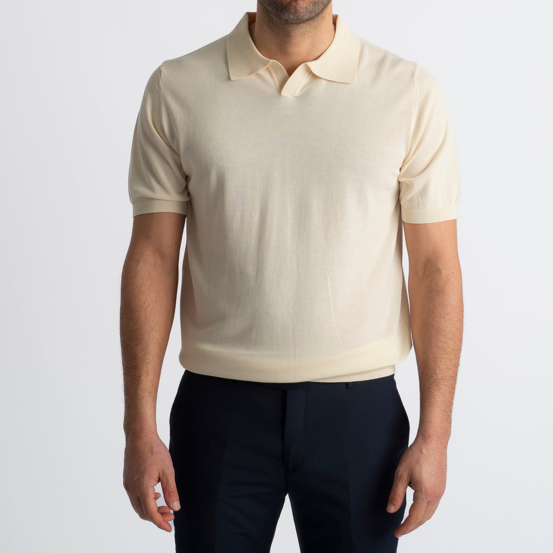 Polo Derby Cotone Superior Quality Panna