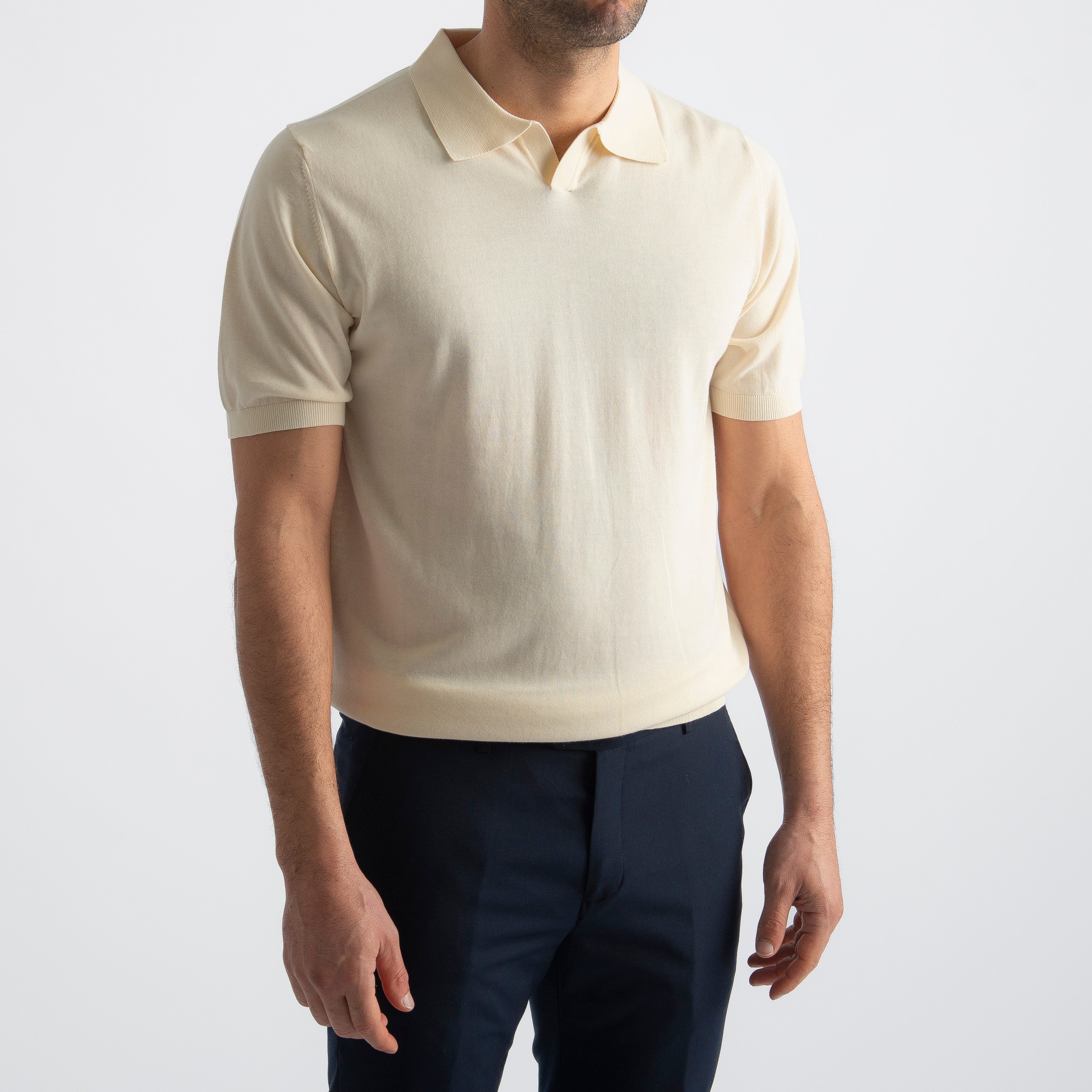 Polo Derby Cotone Superior Quality Panna