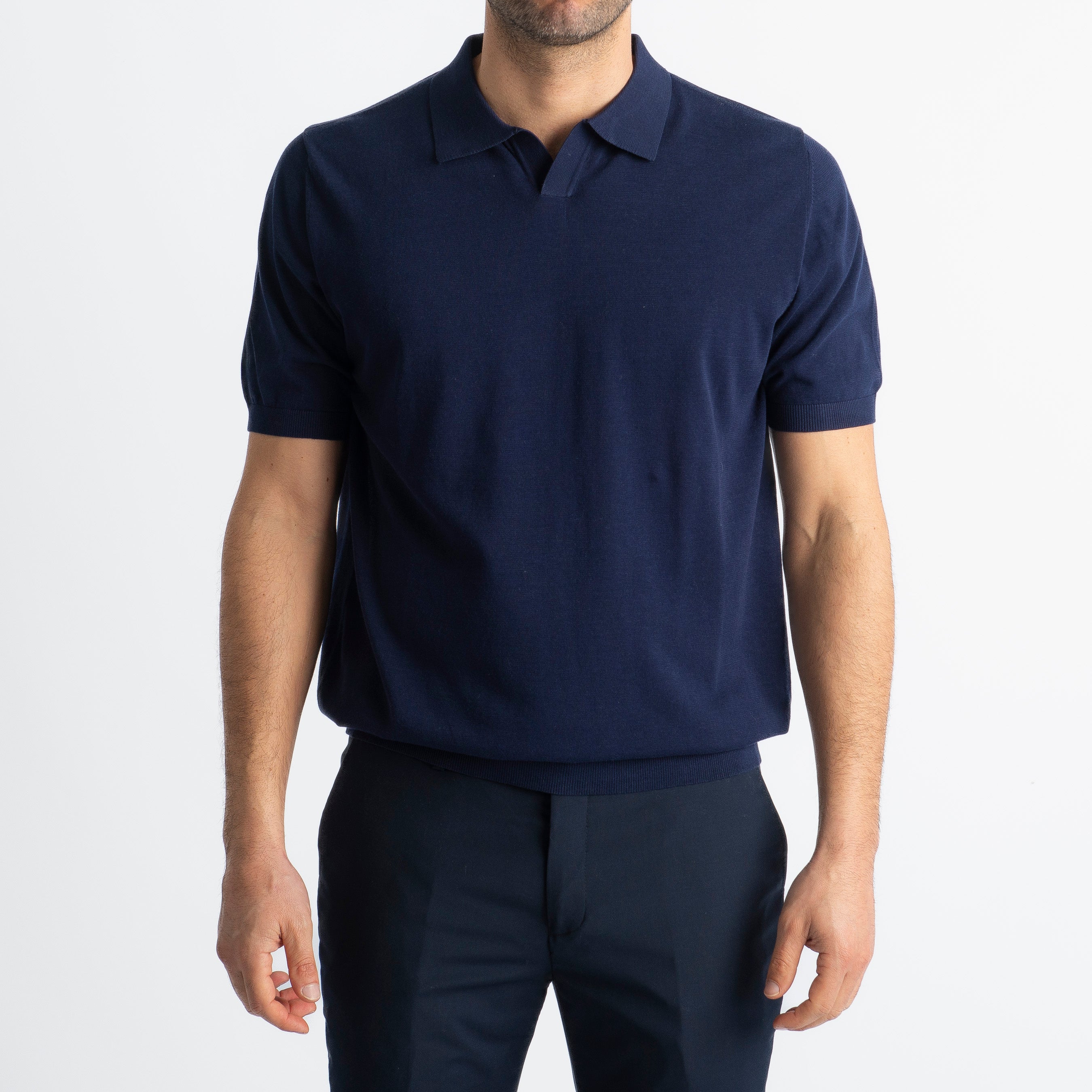 Polo Derby Cotone Superior Quality Blu
