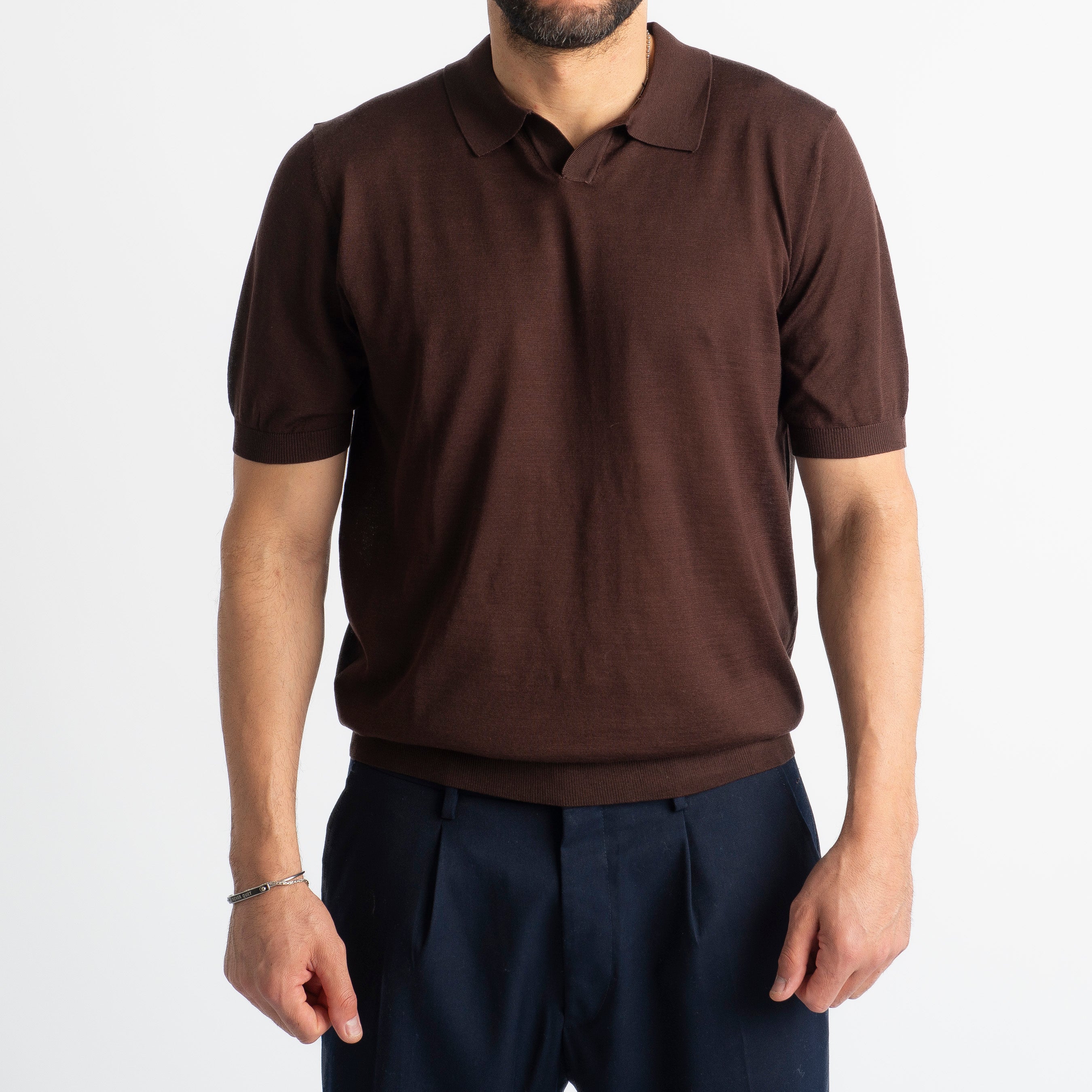 Polo Derby Cotone E Seta Superior Quality Moro