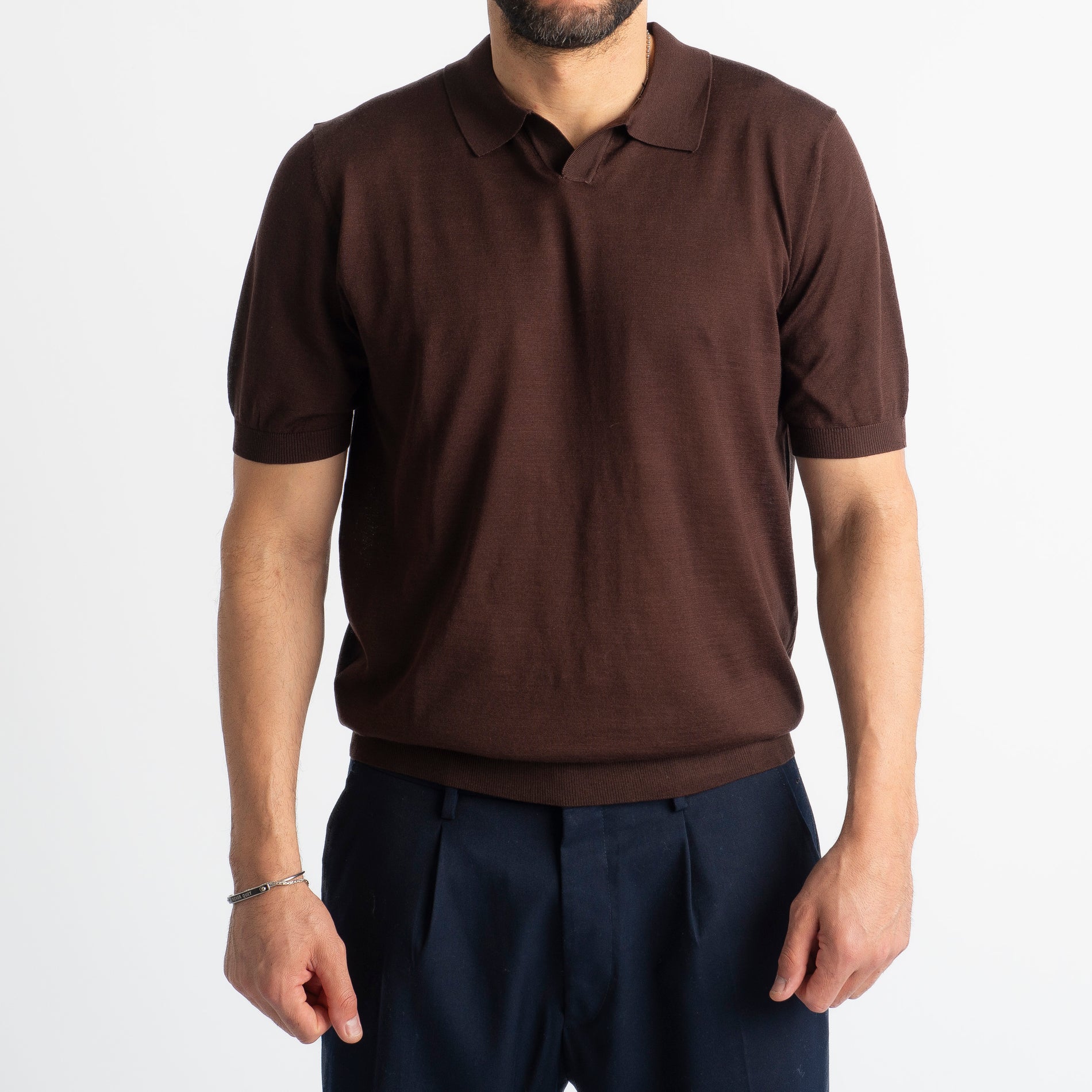 Polo Derby Cotone E Seta Superior Quality Moro