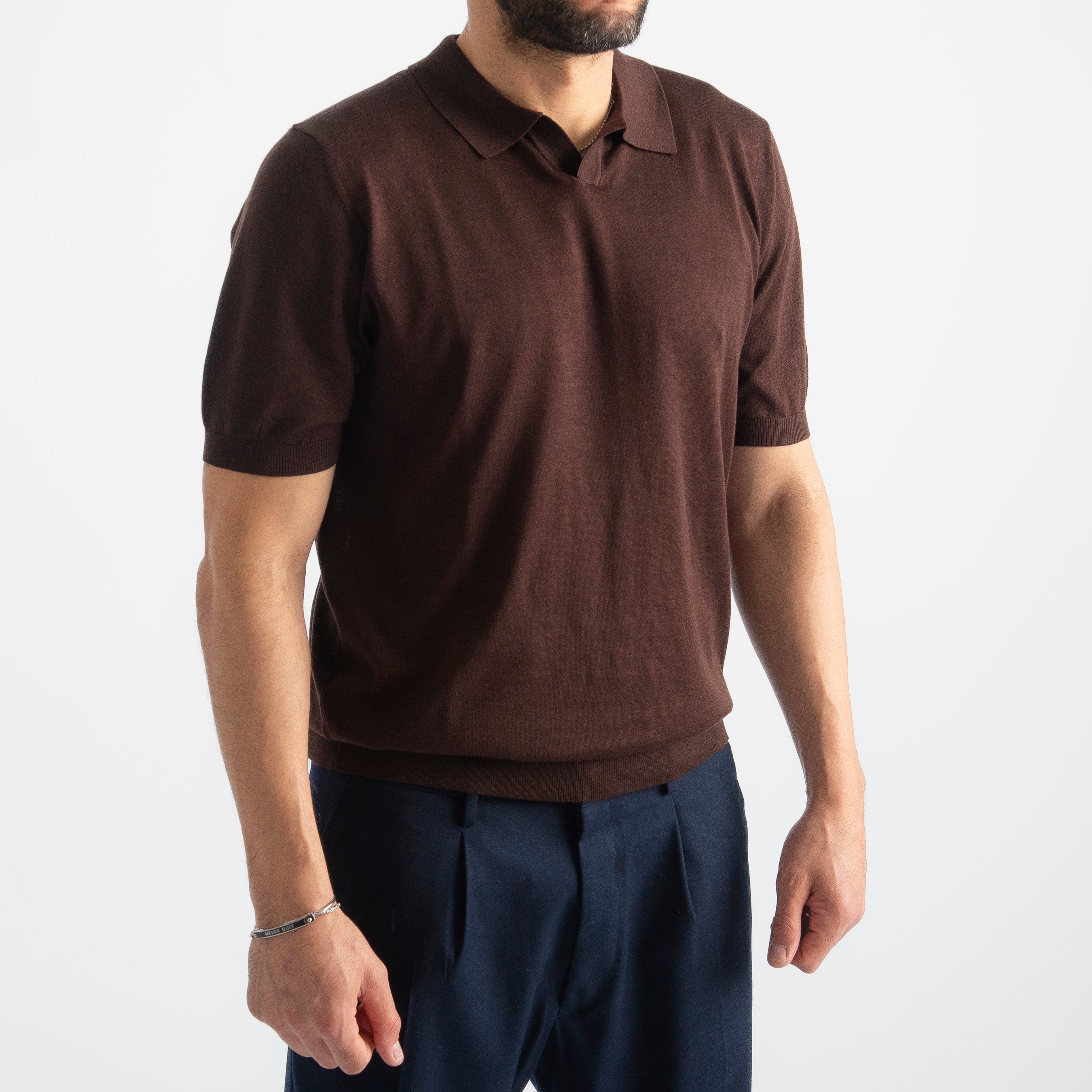 Polo Derby Cotone E Seta Superior Quality Moro