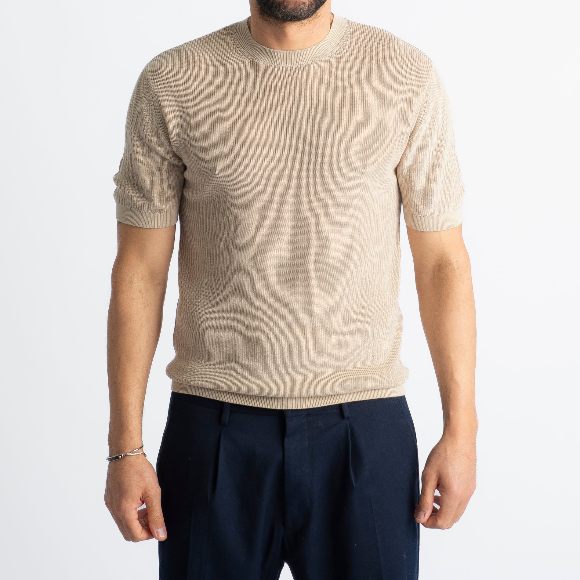 T-Shirt Girocollo Costa Inglese Beige