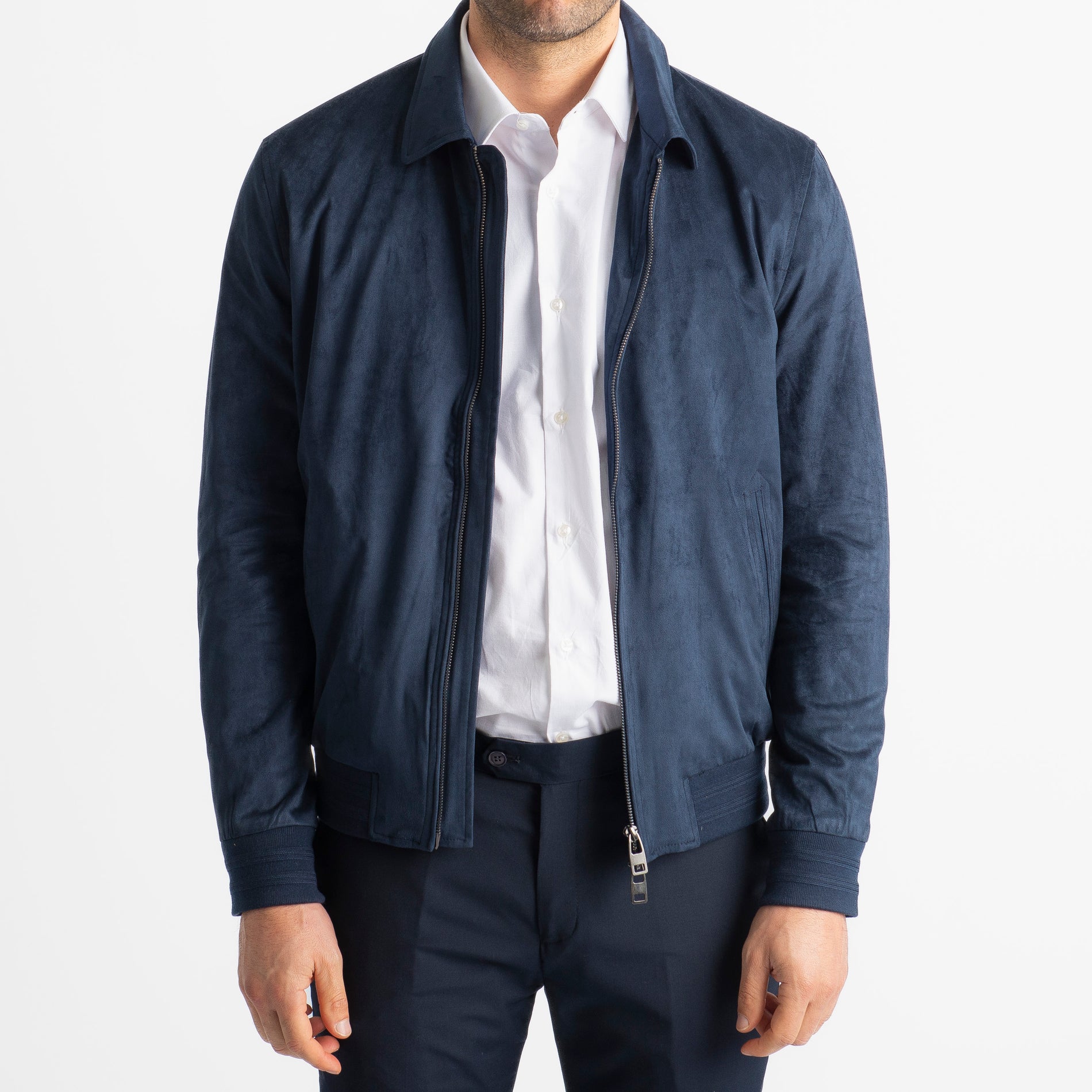 Giubbotto In Camoscio Blu