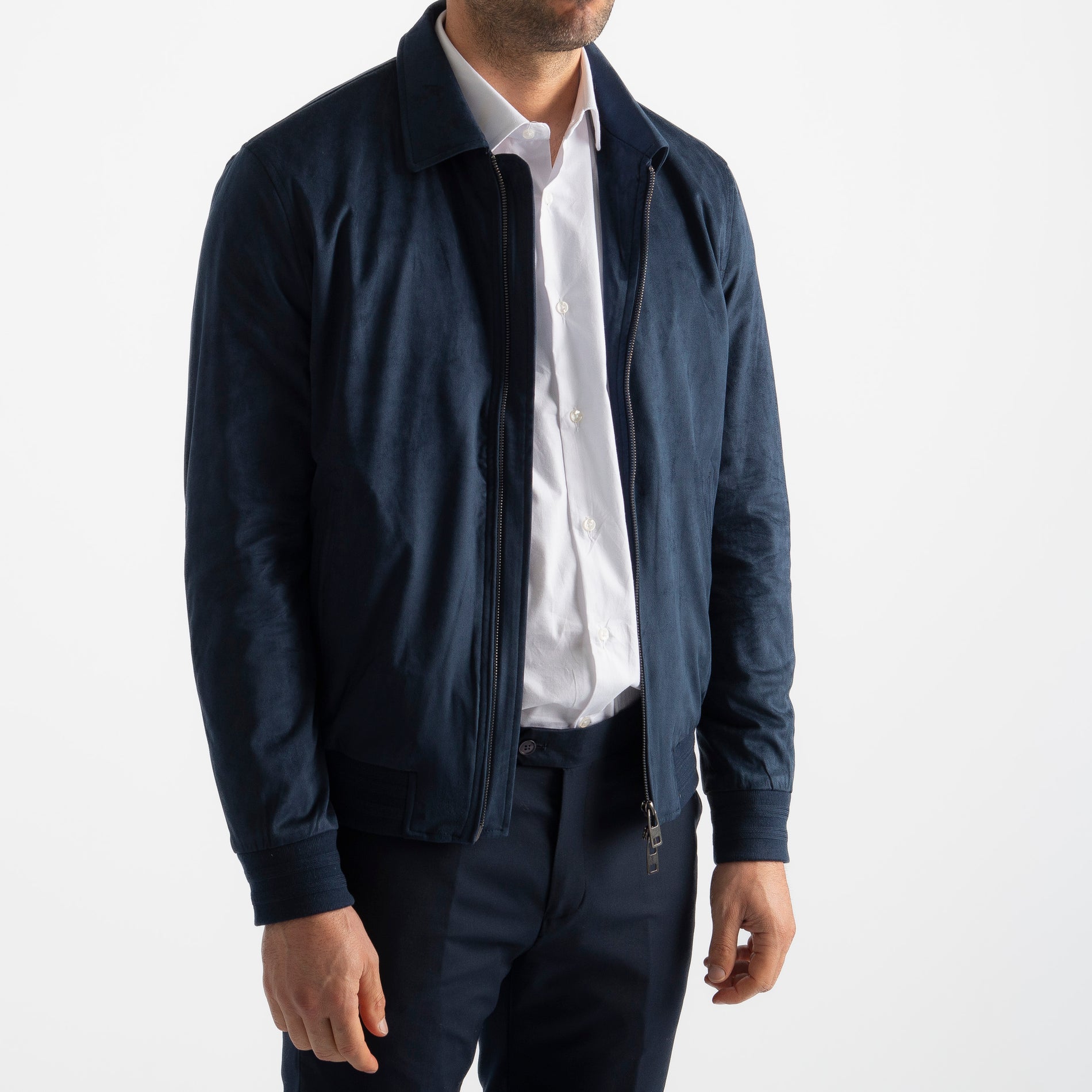 Giubbotto In Camoscio Blu