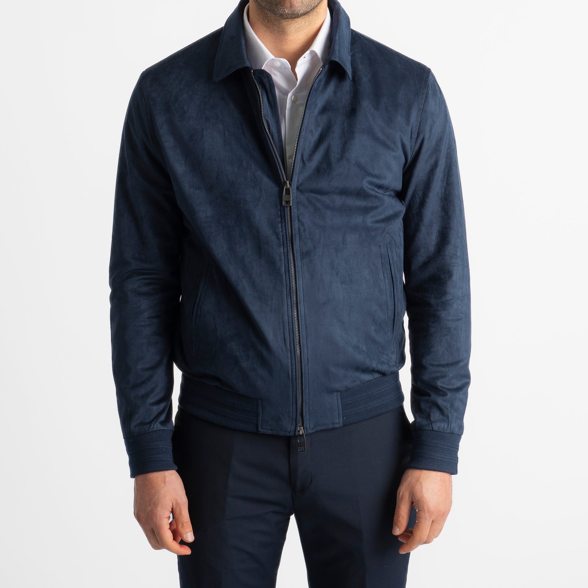 Giubbotto In Camoscio Blu