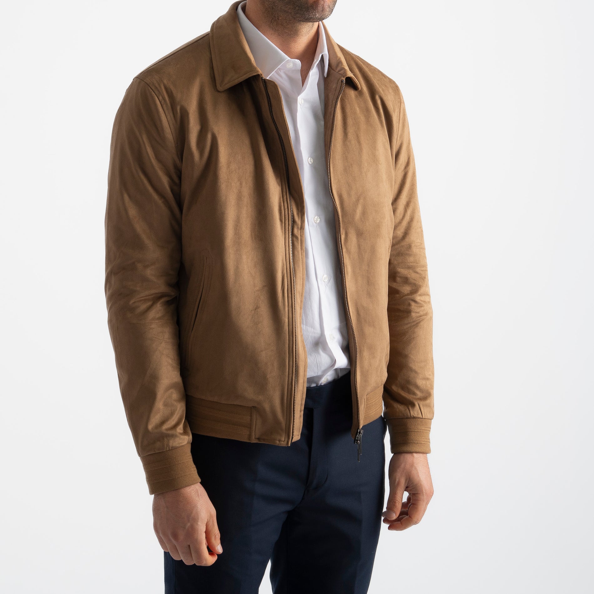 Giubbotto In Camoscio Cammello