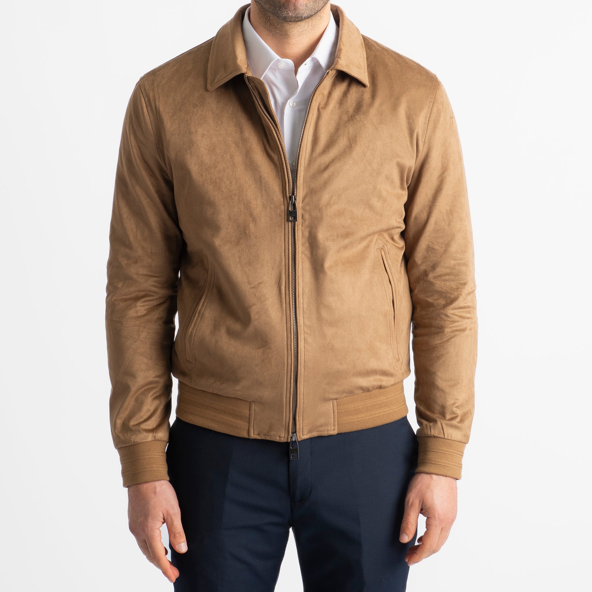 Giubbotto In Camoscio Cammello