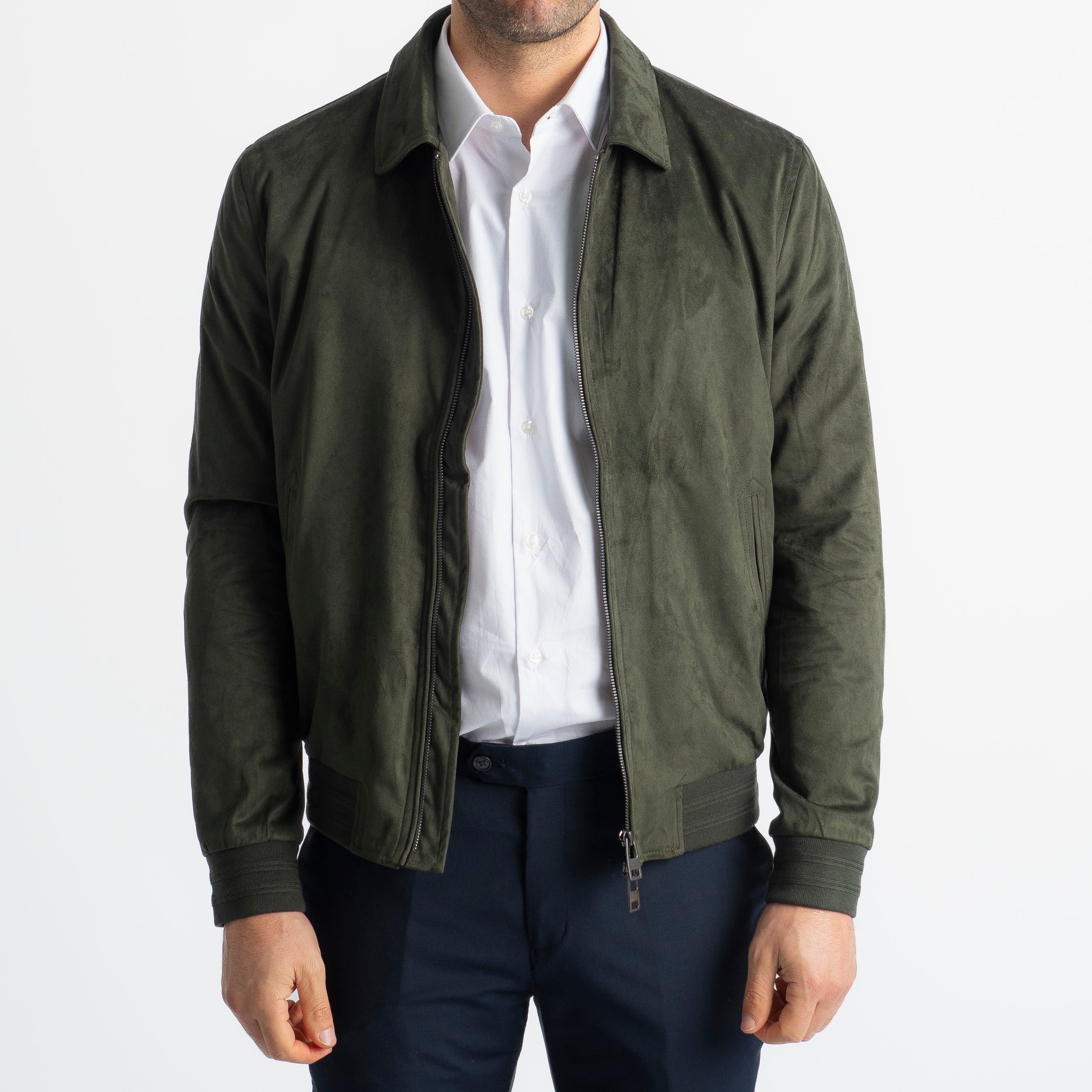 Giubbotto In Camoscio Verde Loden