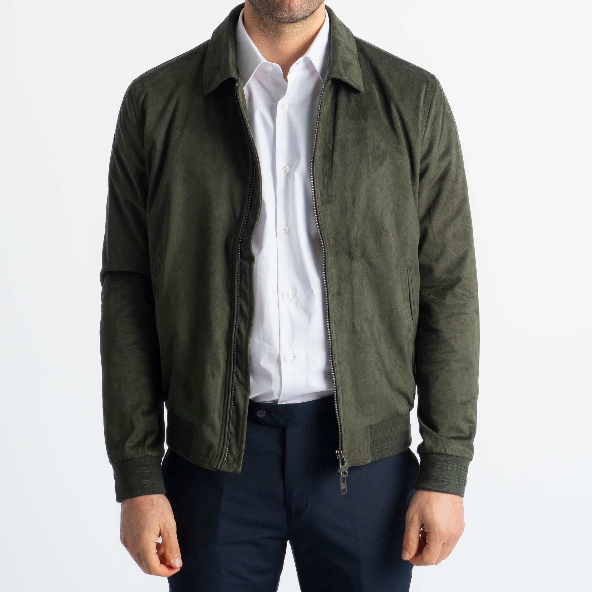 Giubbotto In Camoscio Verde Loden