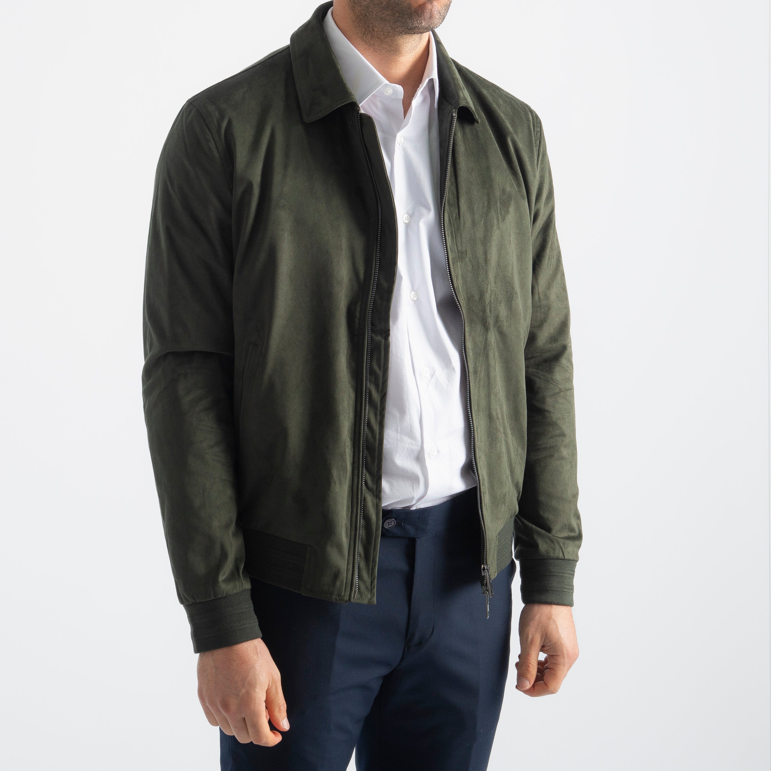 Giubbotto In Camoscio Verde Loden