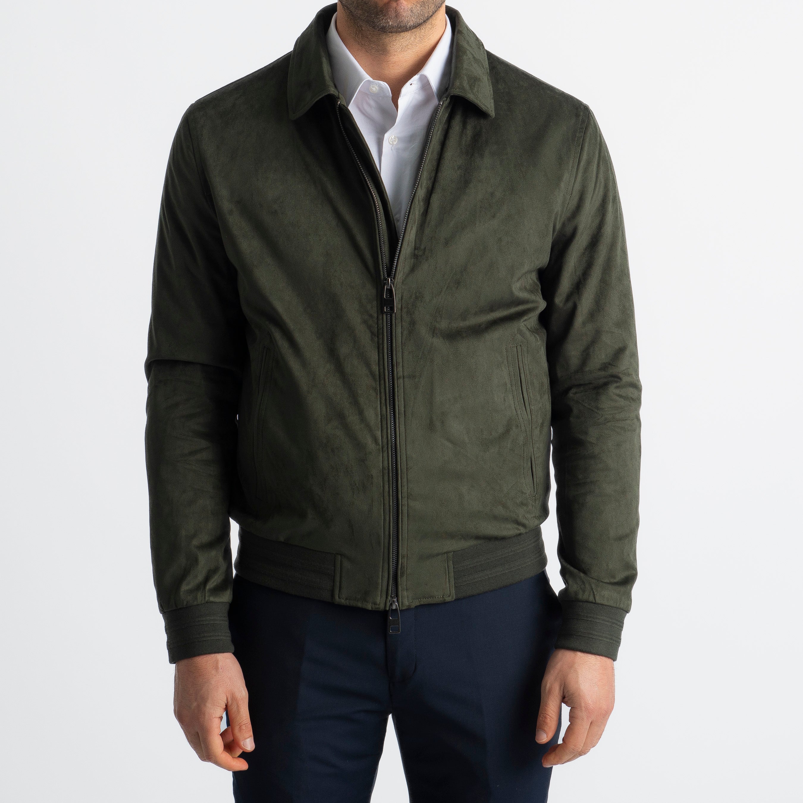 Giubbotto In Camoscio Verde Loden