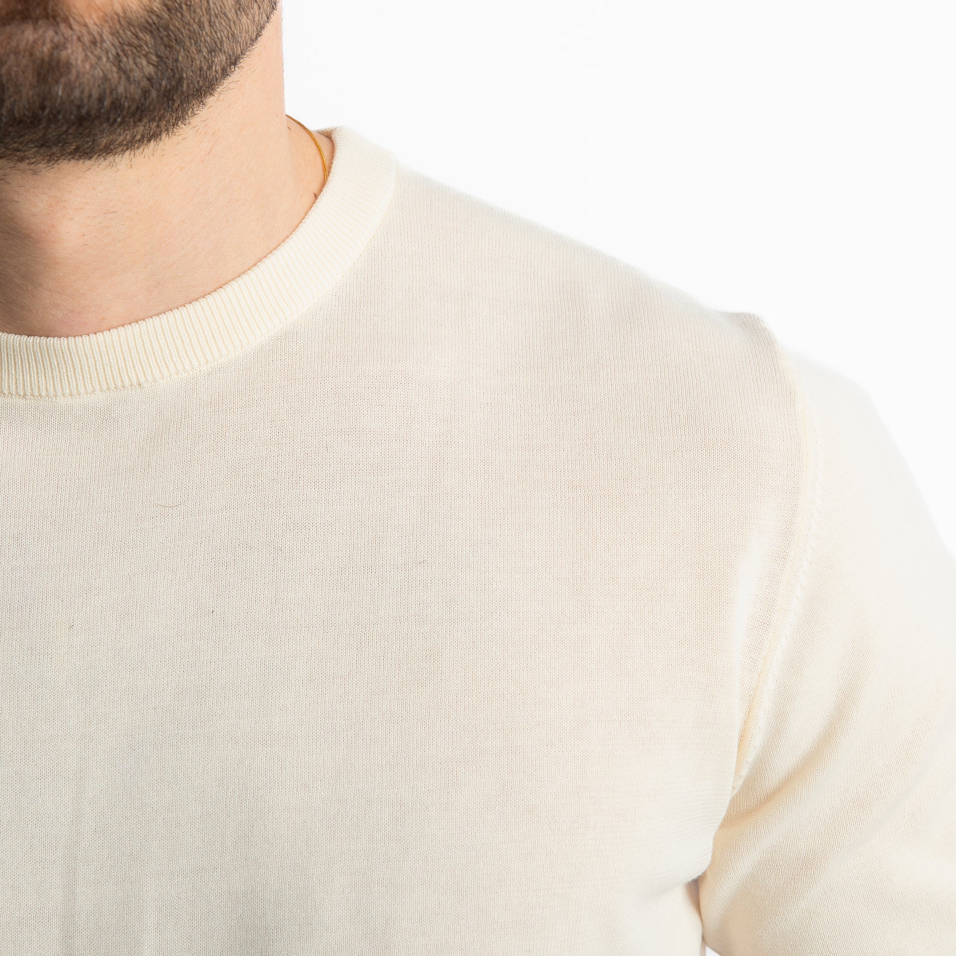 T-Shirt Girocollo Cotone Superior Quality Panna