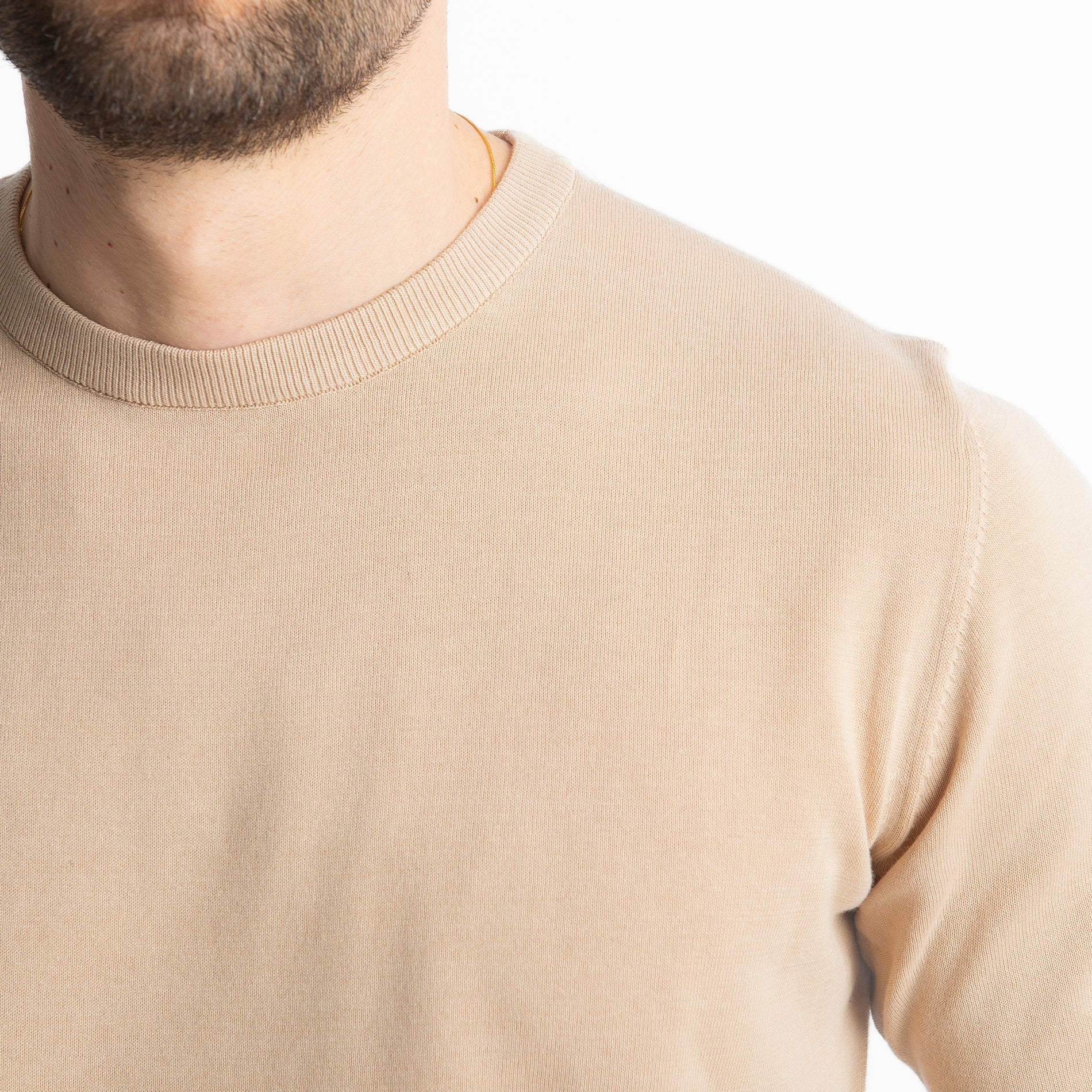 T-Shirt Girocollo Cotone Superior Quality Beige