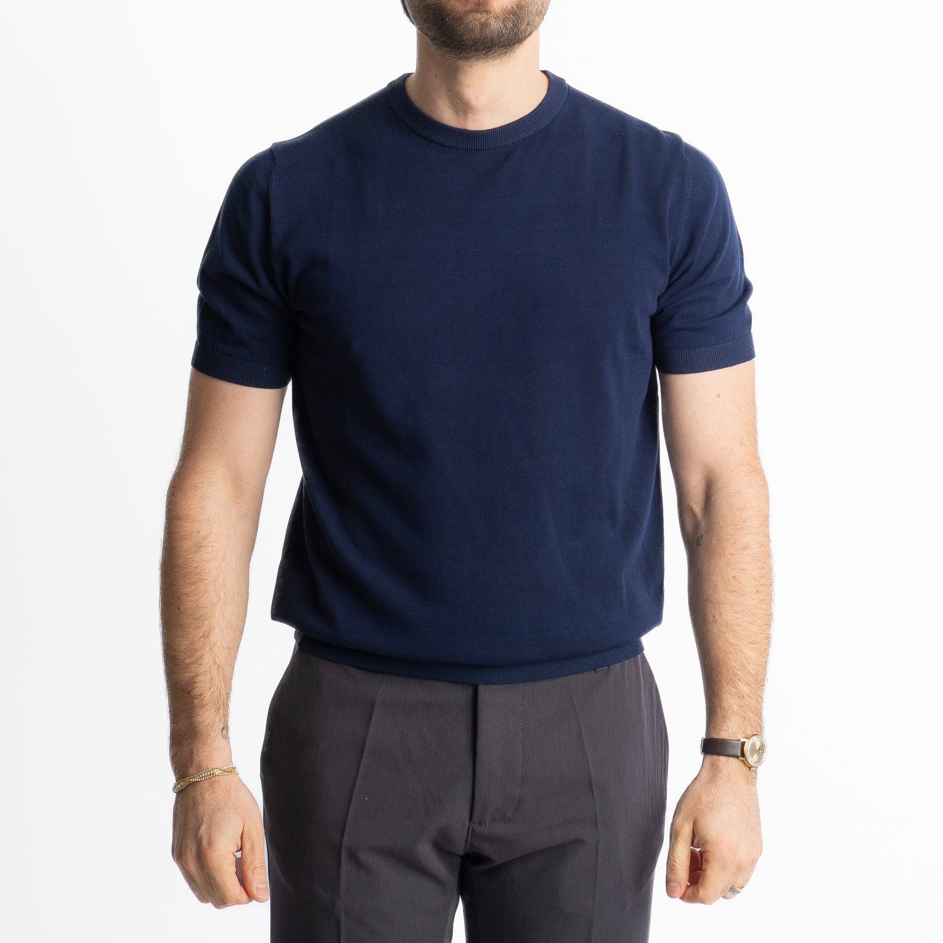 T-Shirt Girocollo Cotone Superior Quality Blu