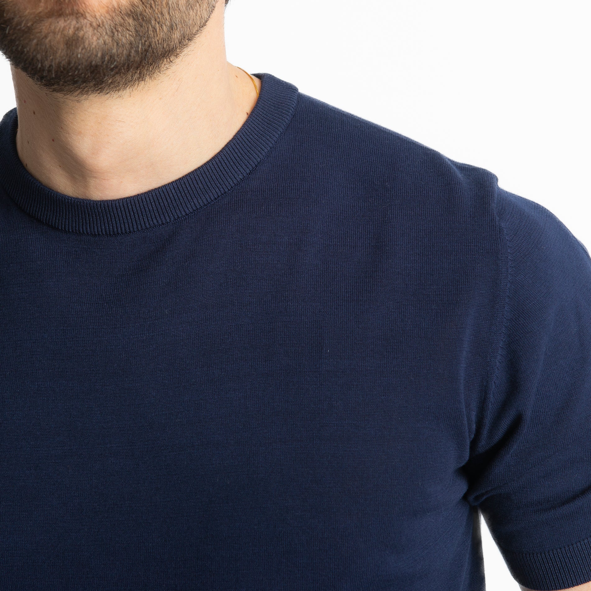 T-Shirt Girocollo Cotone Superior Quality Blu
