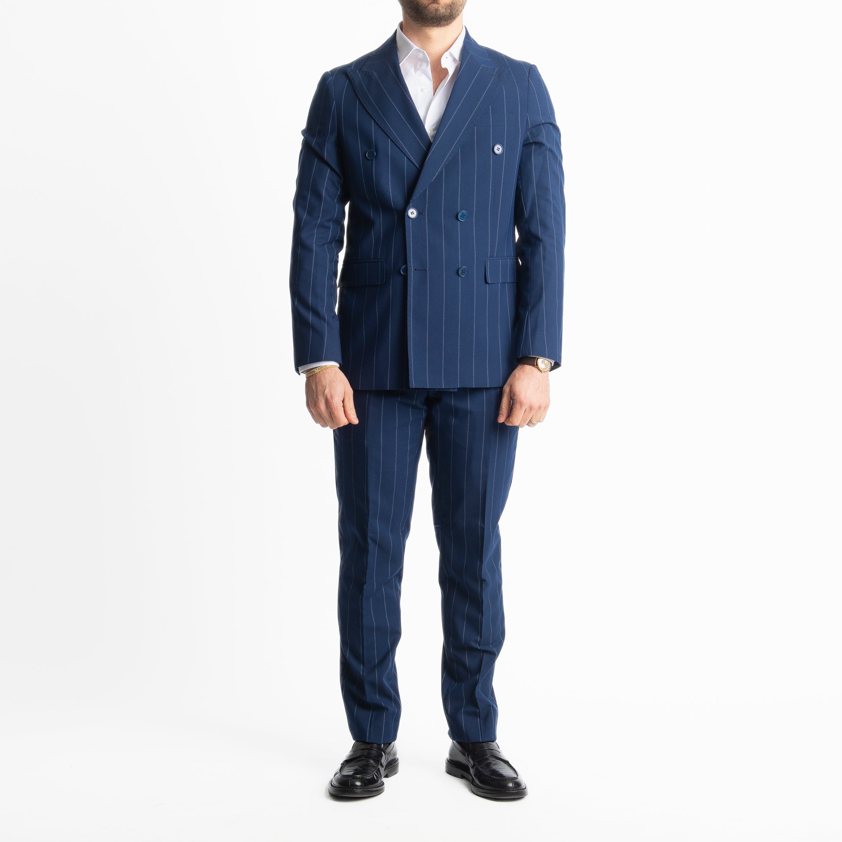 Abito Doppiopetto Gessato Manhattan Blu
