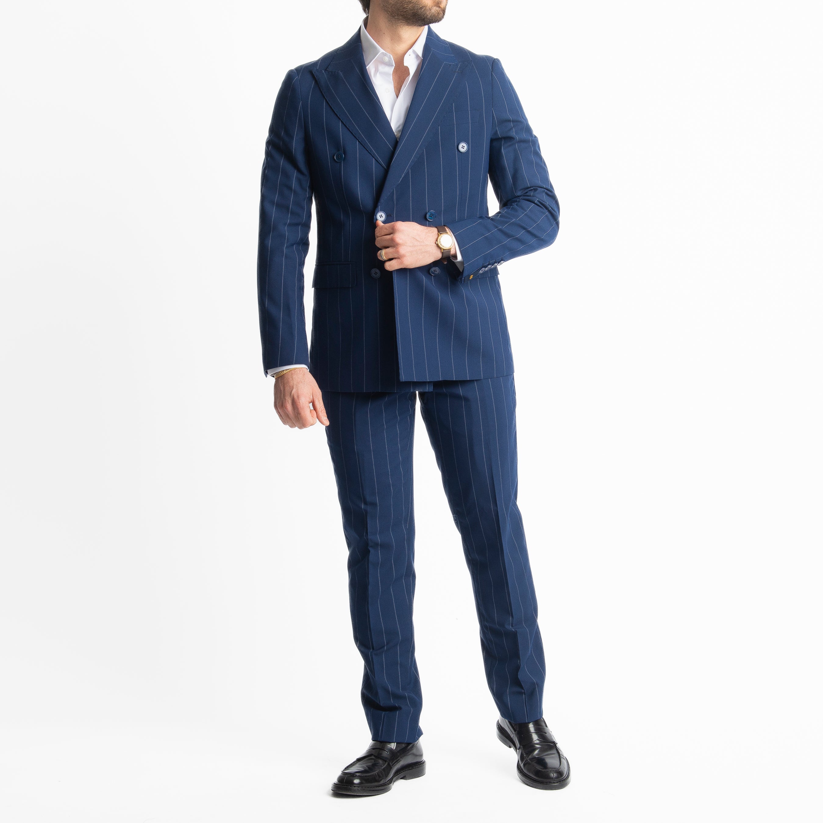 Abito Doppiopetto Gessato Manhattan Blu