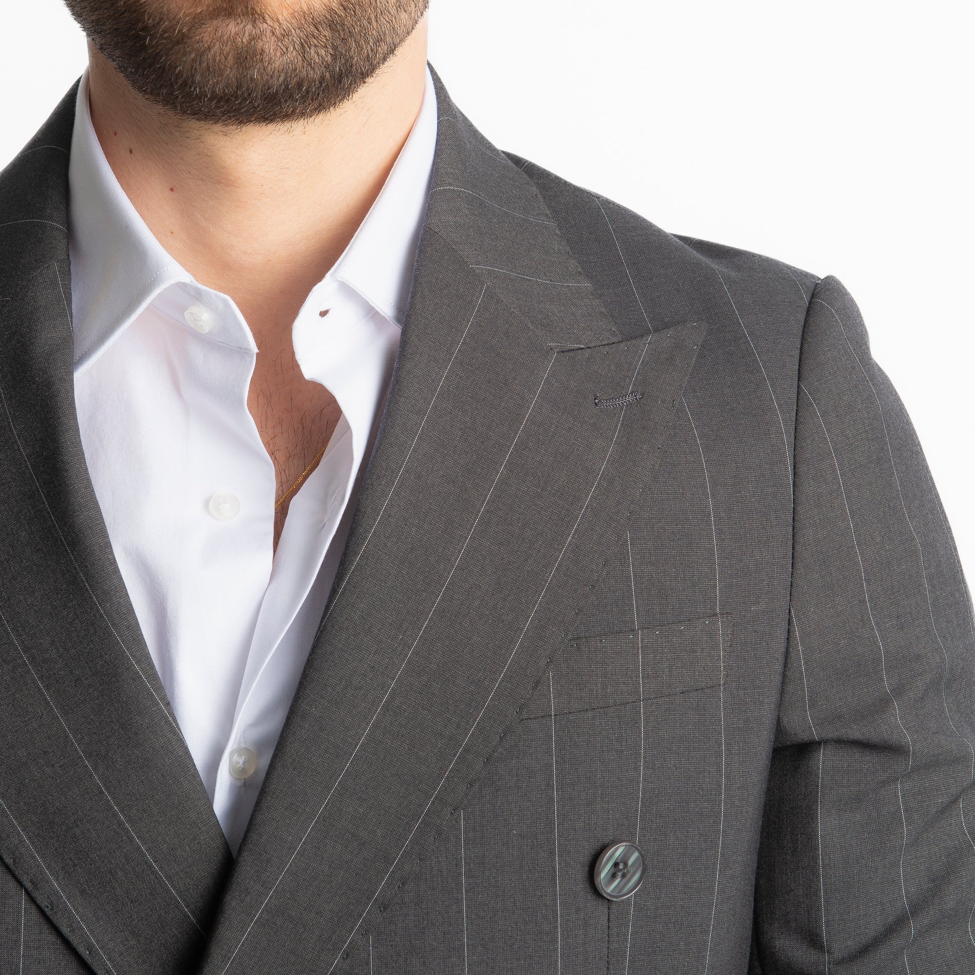 Abito Doppiopetto Gessato Manhattan Grigio