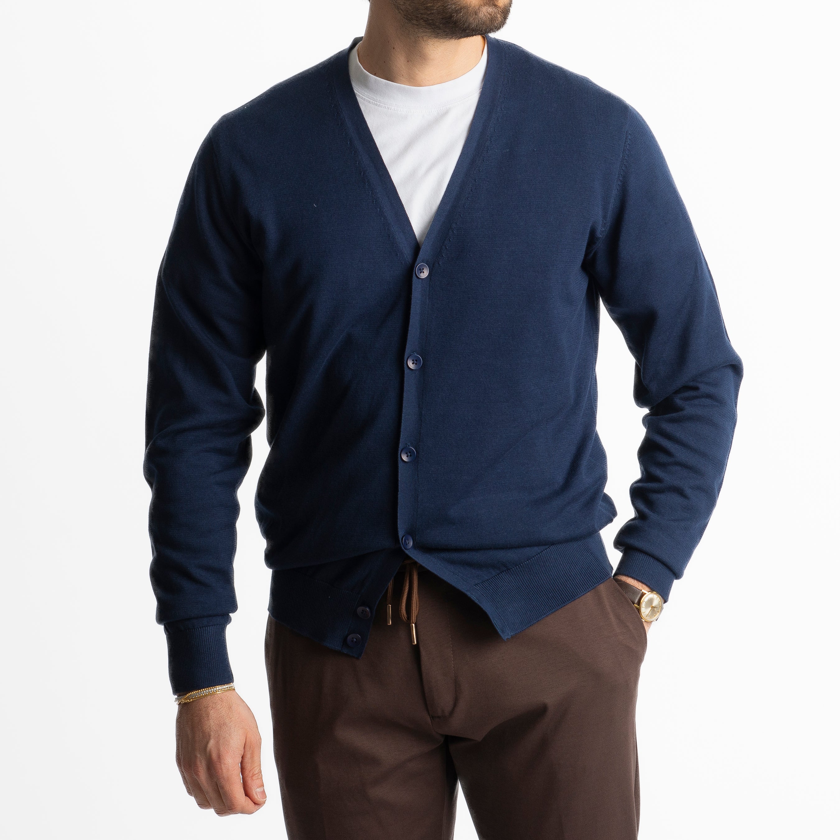 Cardigan Nerovago In Filo Blu