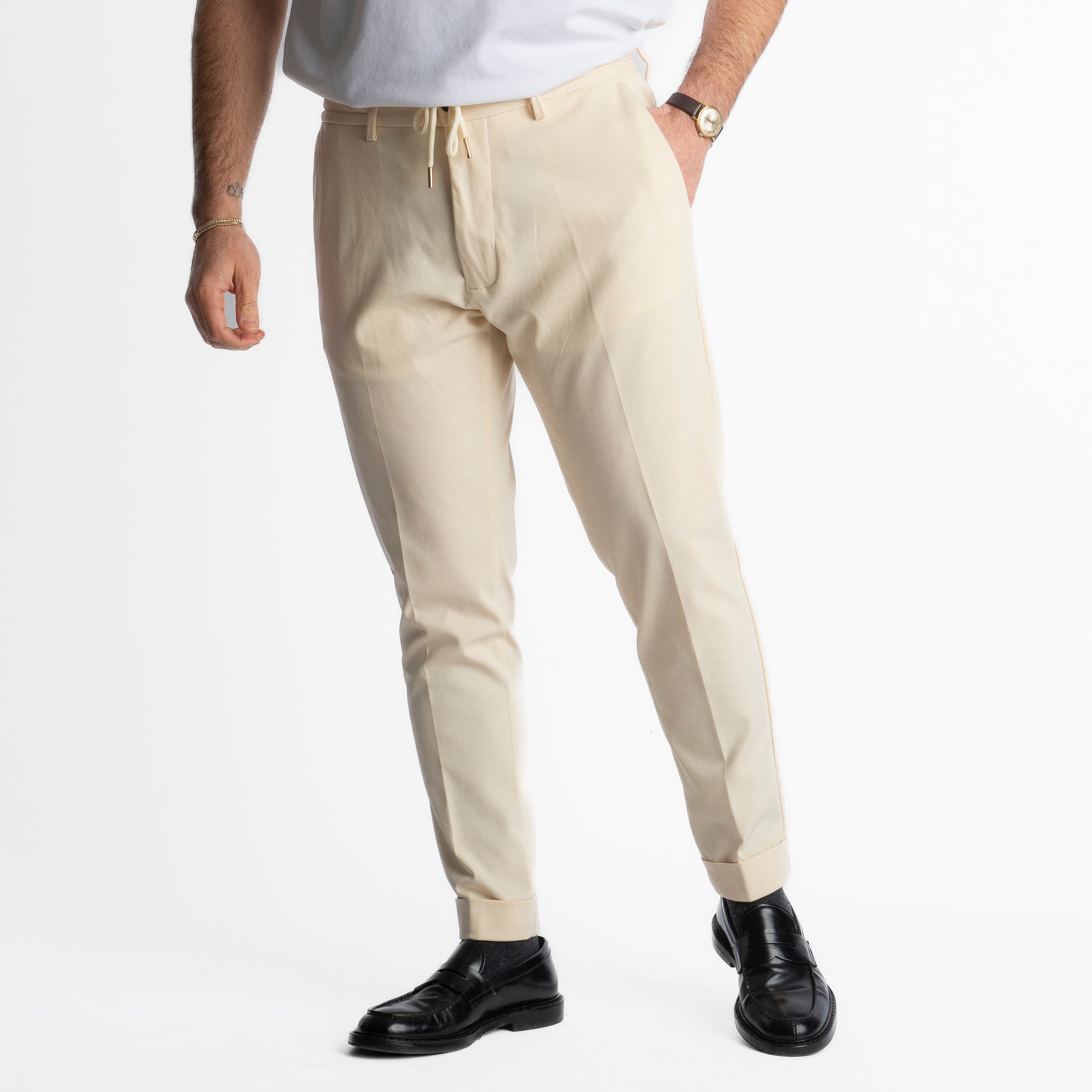 Pantalone Ischia Punto Milano Burro