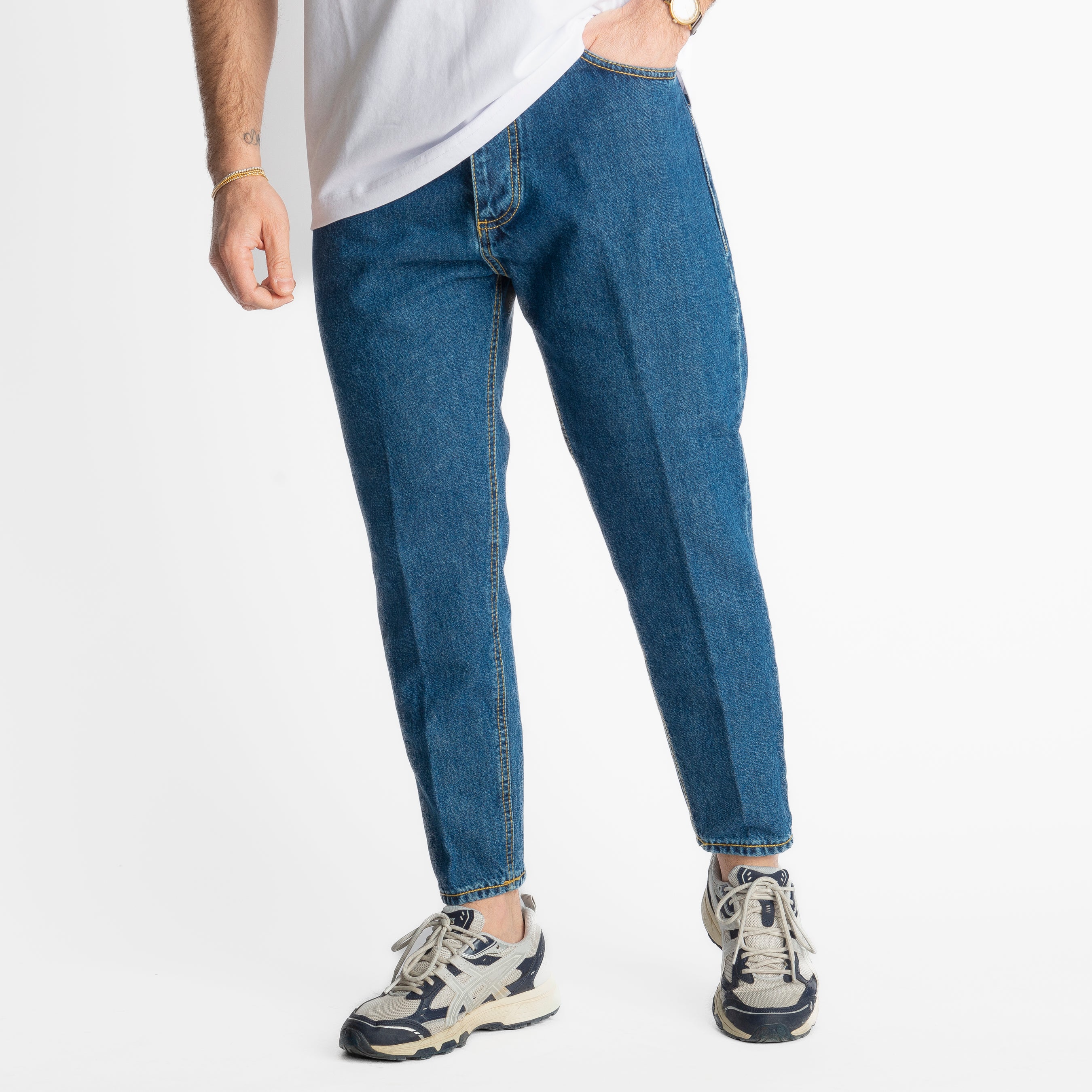 Jeans Carrot Fit Stone Washed - Cotone Mercerizzato