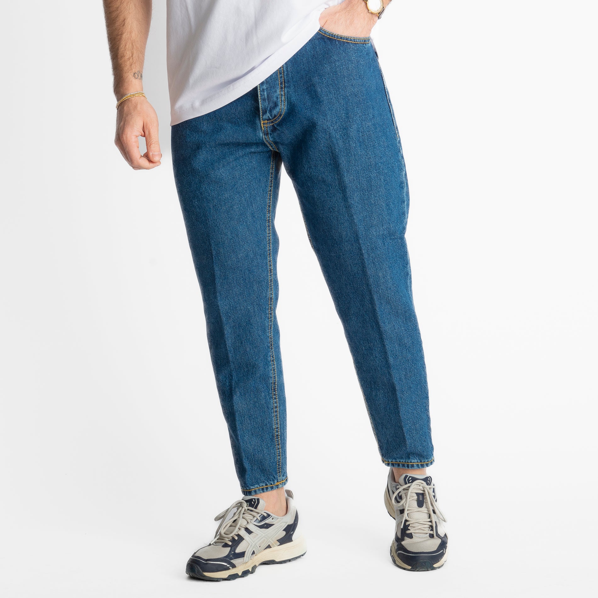 Jeans Carrot Fit Stone Washed - Cotone Mercerizzato