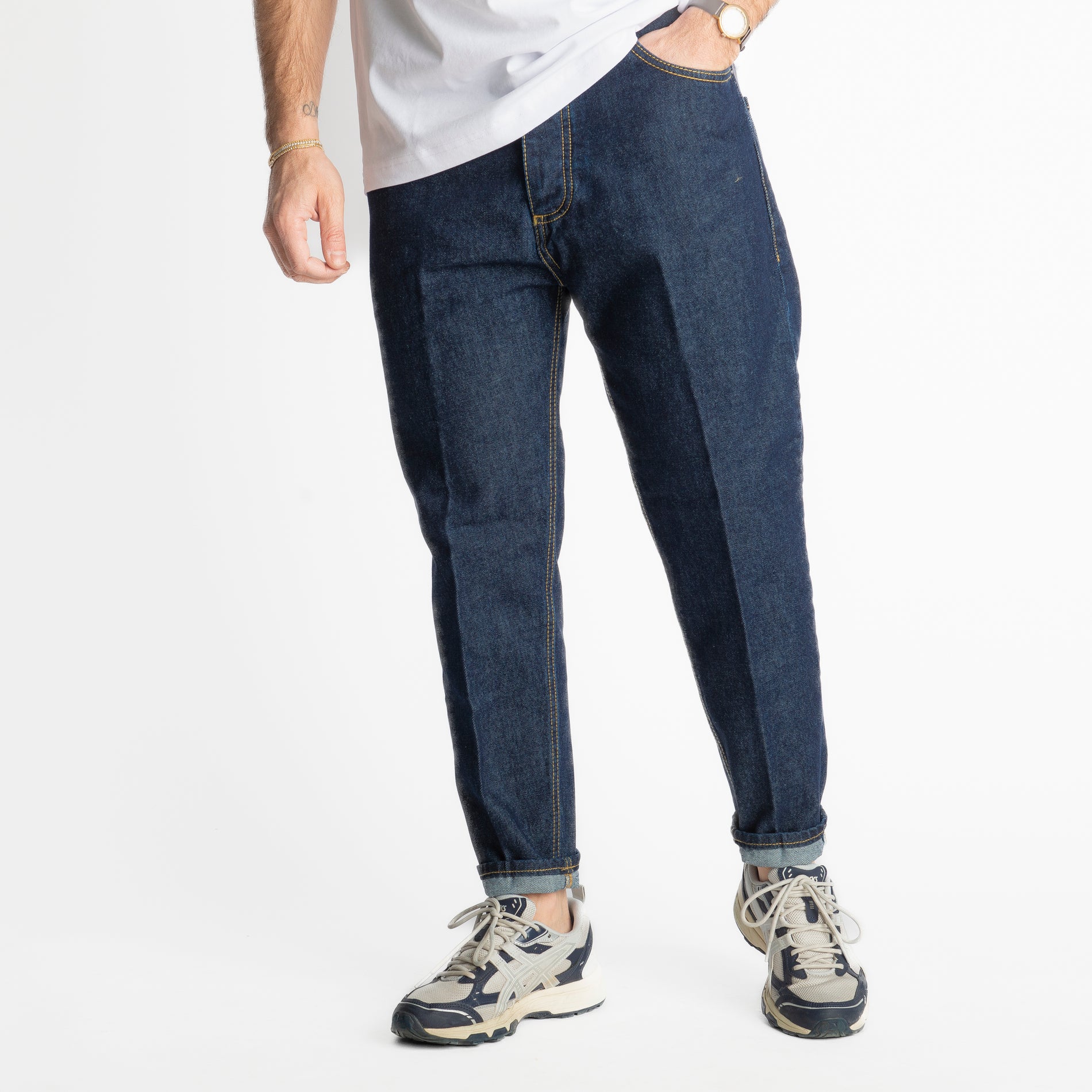 Jeans Uomo Carrot Fit Dark Blue - Cotone Mercerizzato