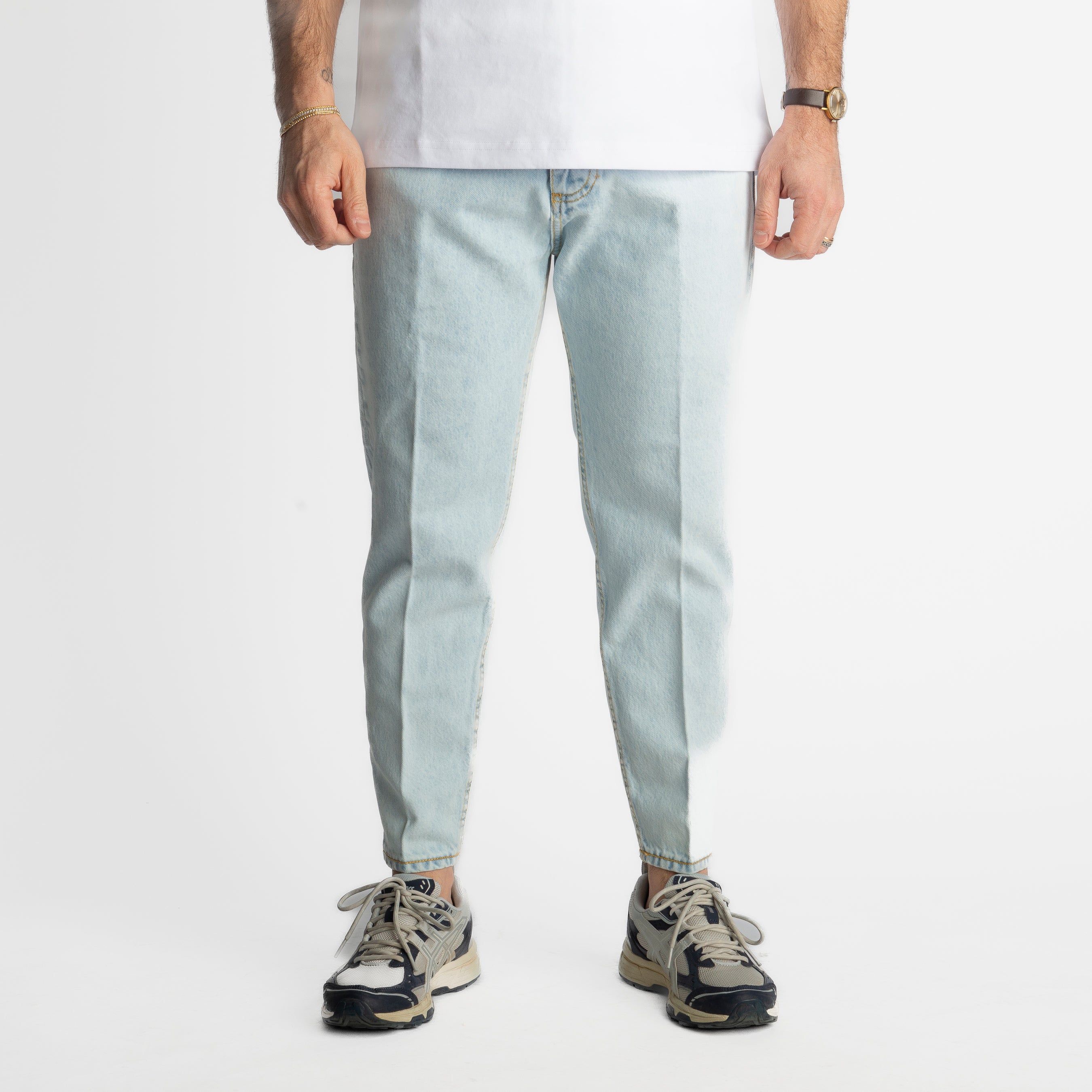 Jeans Carrot Fit Blu Ice - Cotone Mercerizzato