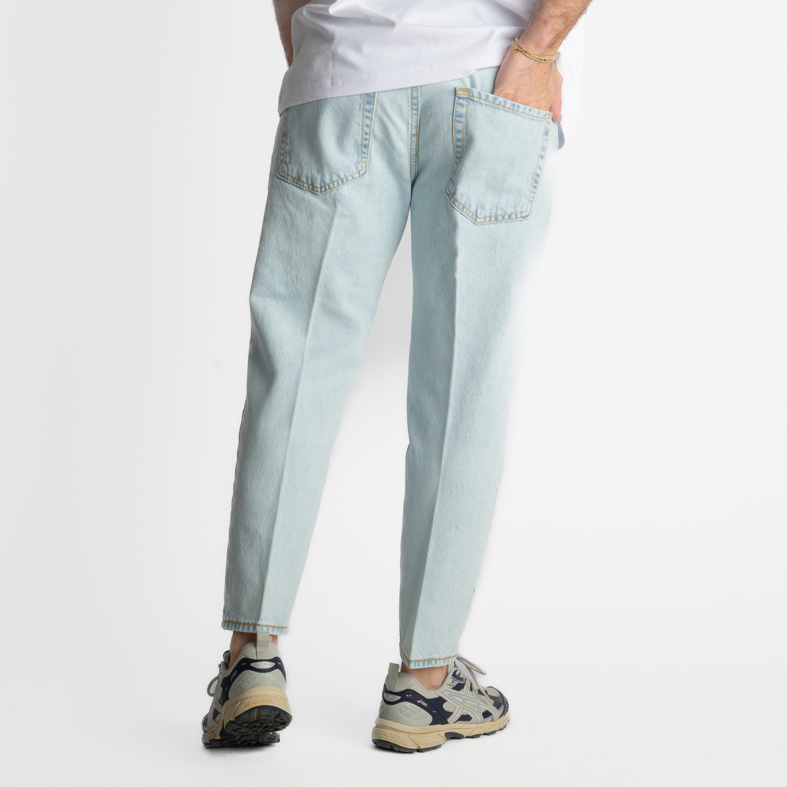 Jeans Carrot Fit Blu Ice - Cotone Mercerizzato