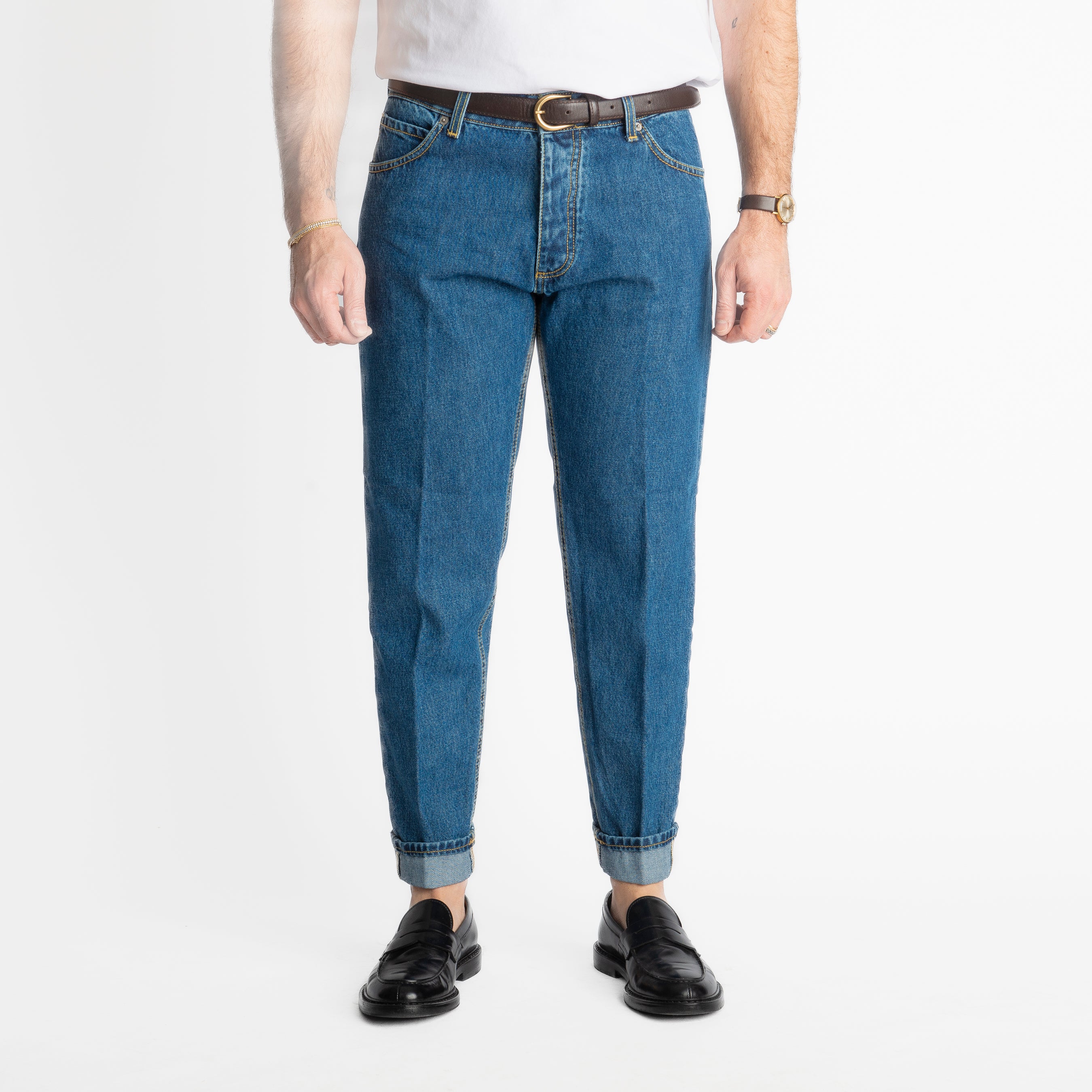 Jeans Straight Fit Stone Washed - Cotone Mercerizzato