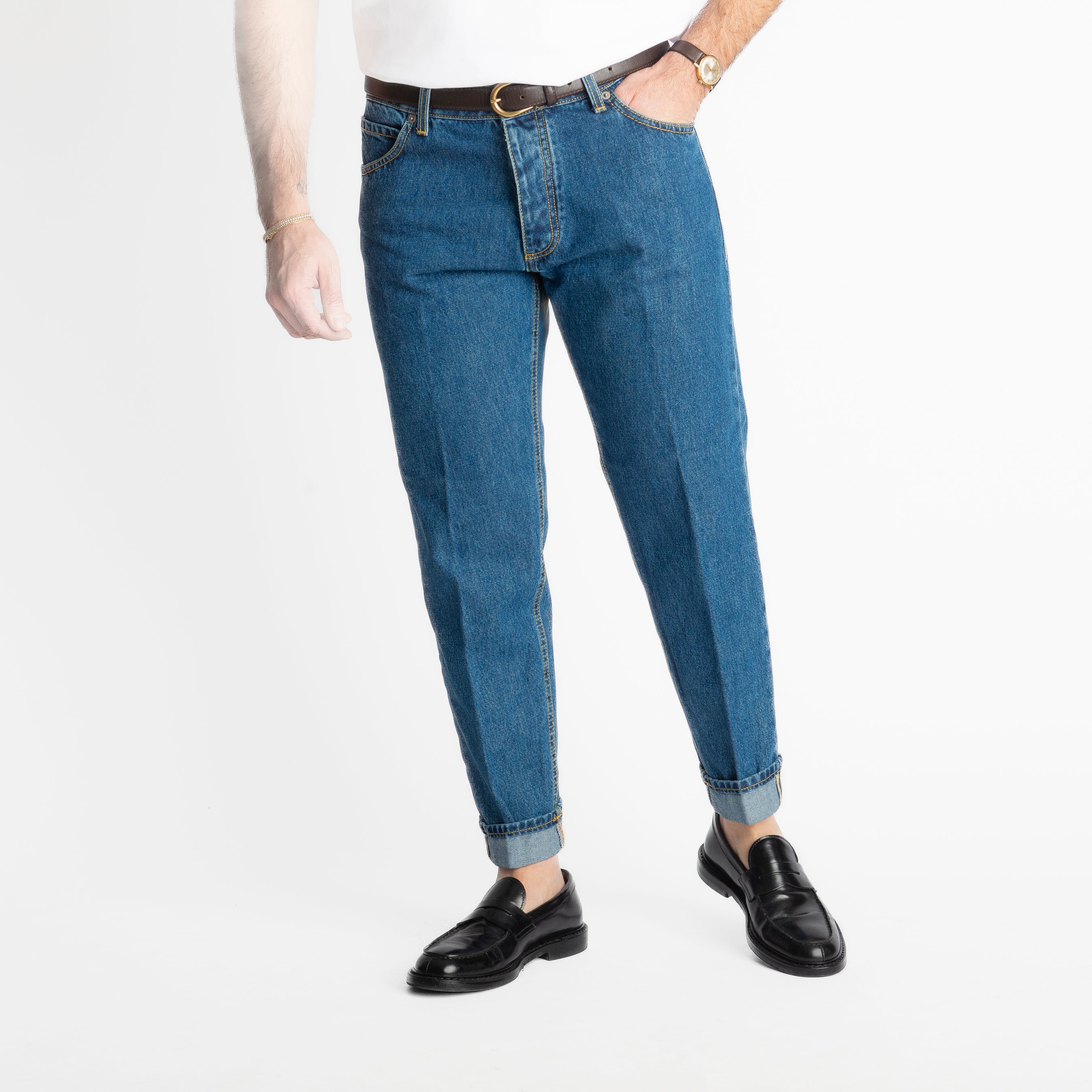 Jeans Straight Fit Stone Washed - Cotone Mercerizzato