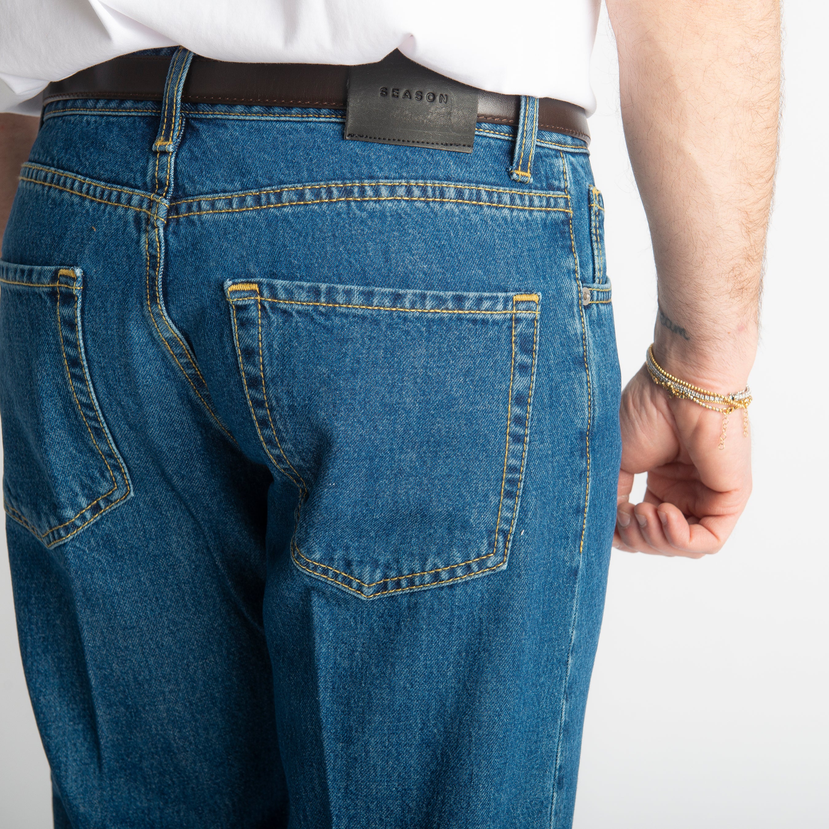 Jeans Straight Fit Stone Washed - Cotone Mercerizzato