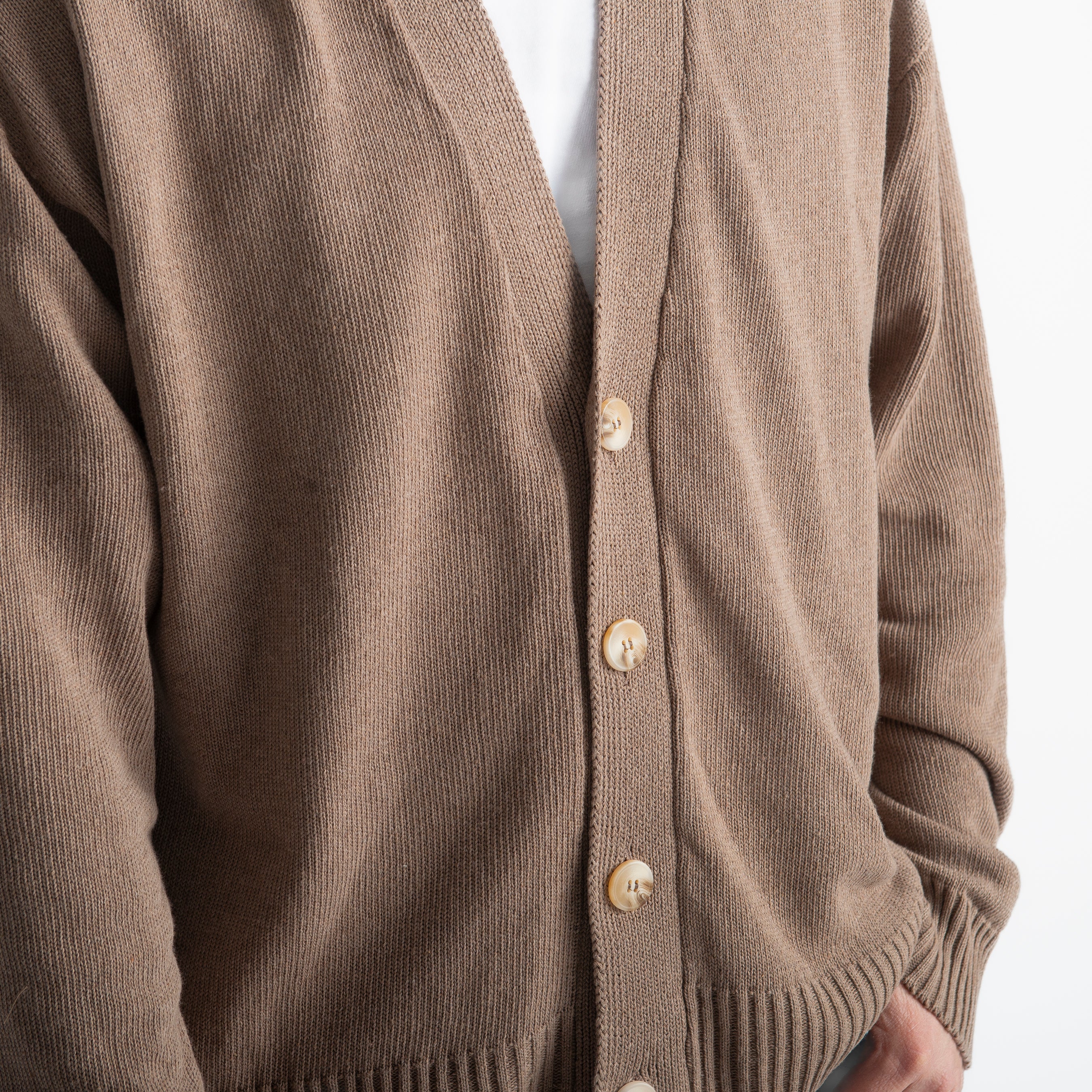 Cardigan In Filo Crop Fango