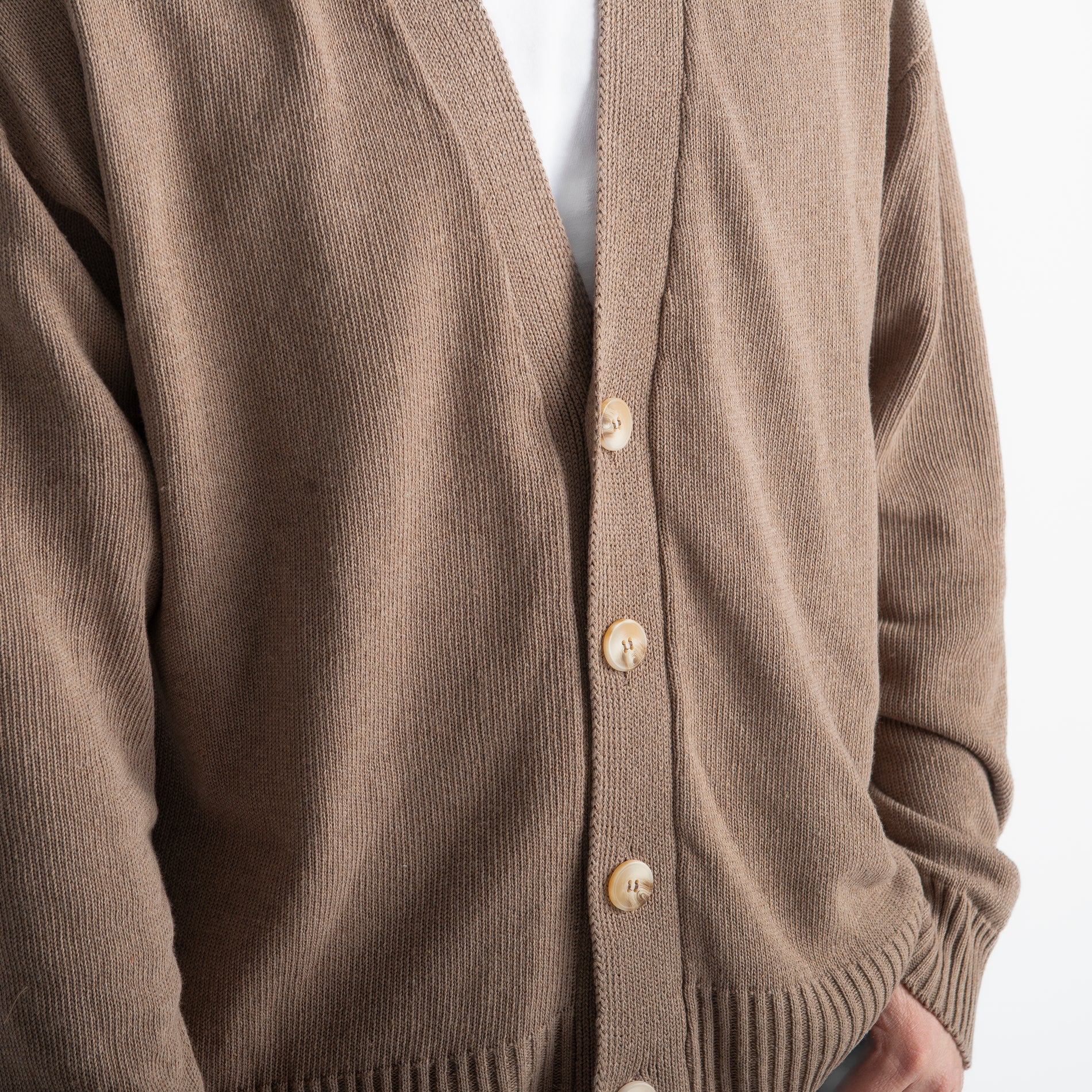 Cardigan In Filo Crop Fango