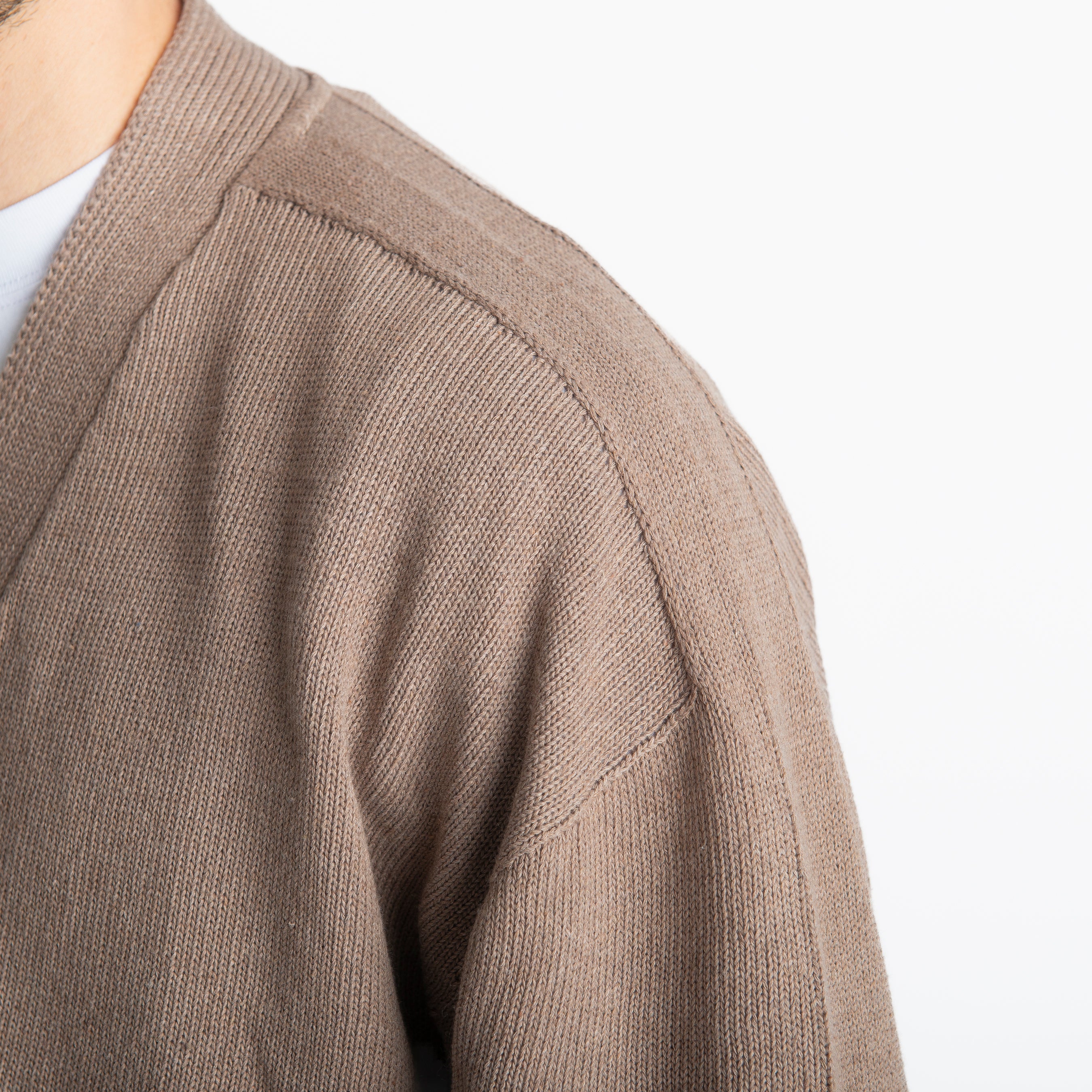 Cardigan In Filo Crop Fango