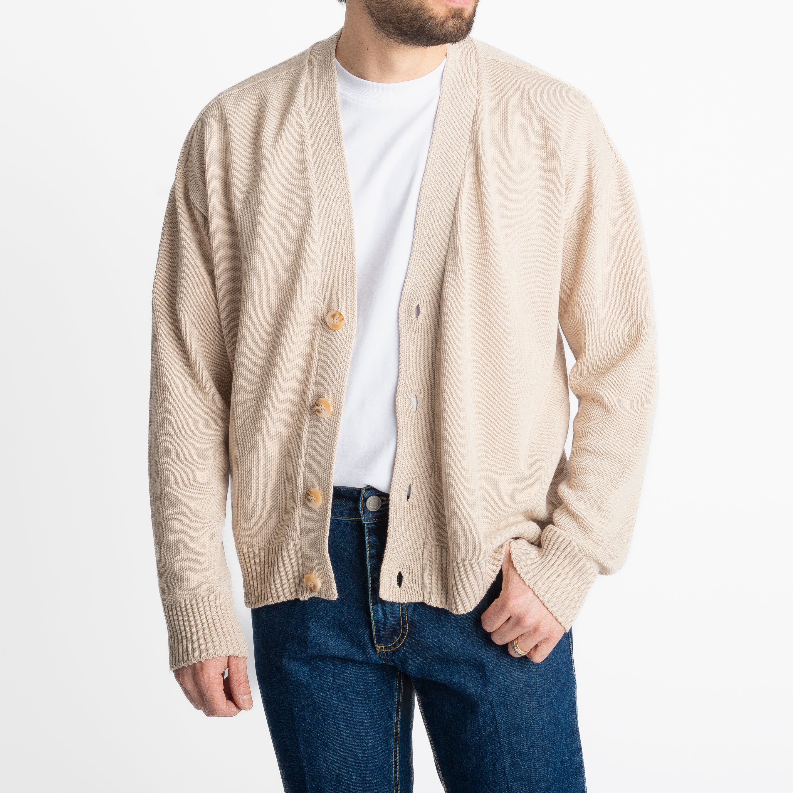 Cardigan In Filo Crop Beige