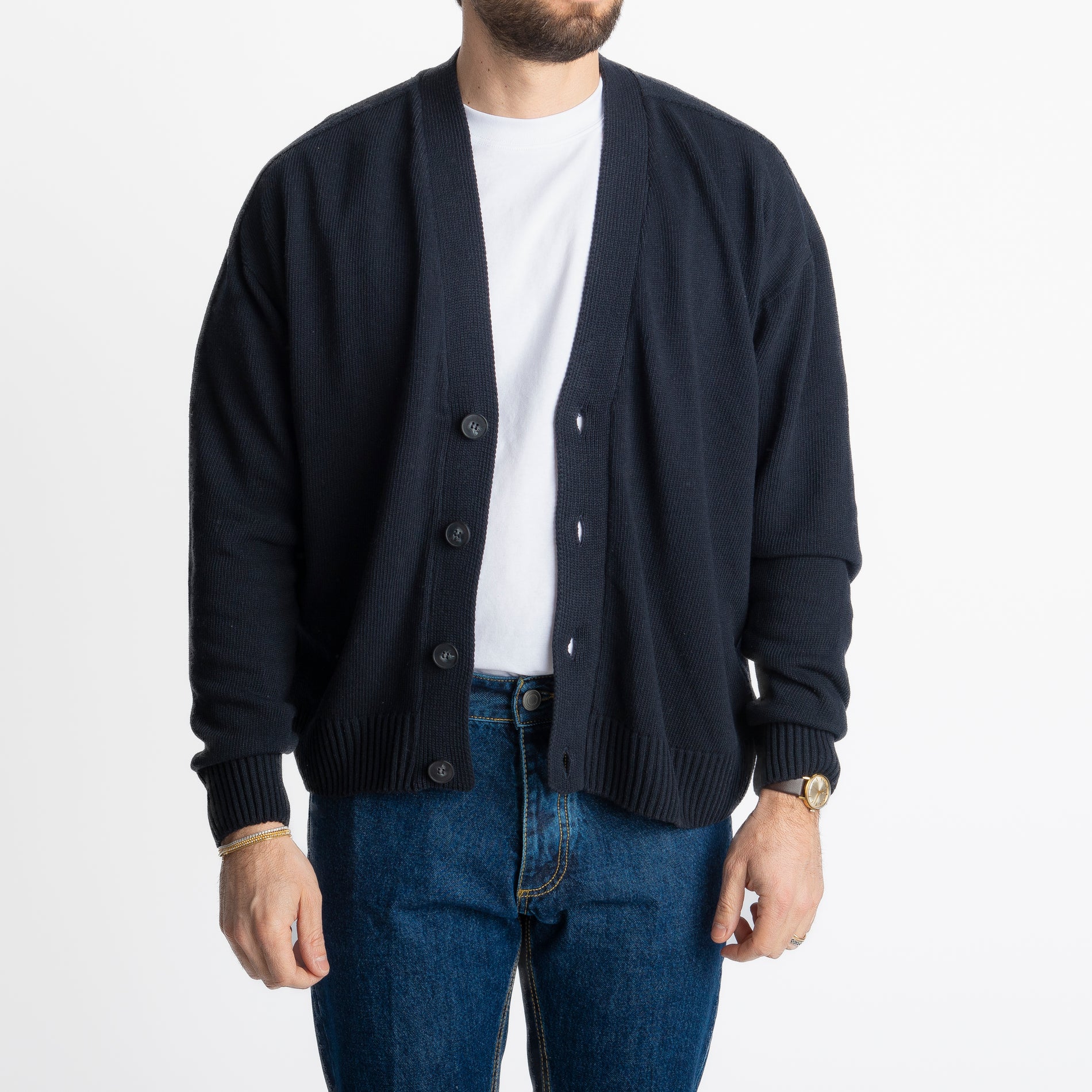 Cardigan In Filo Crop Blu