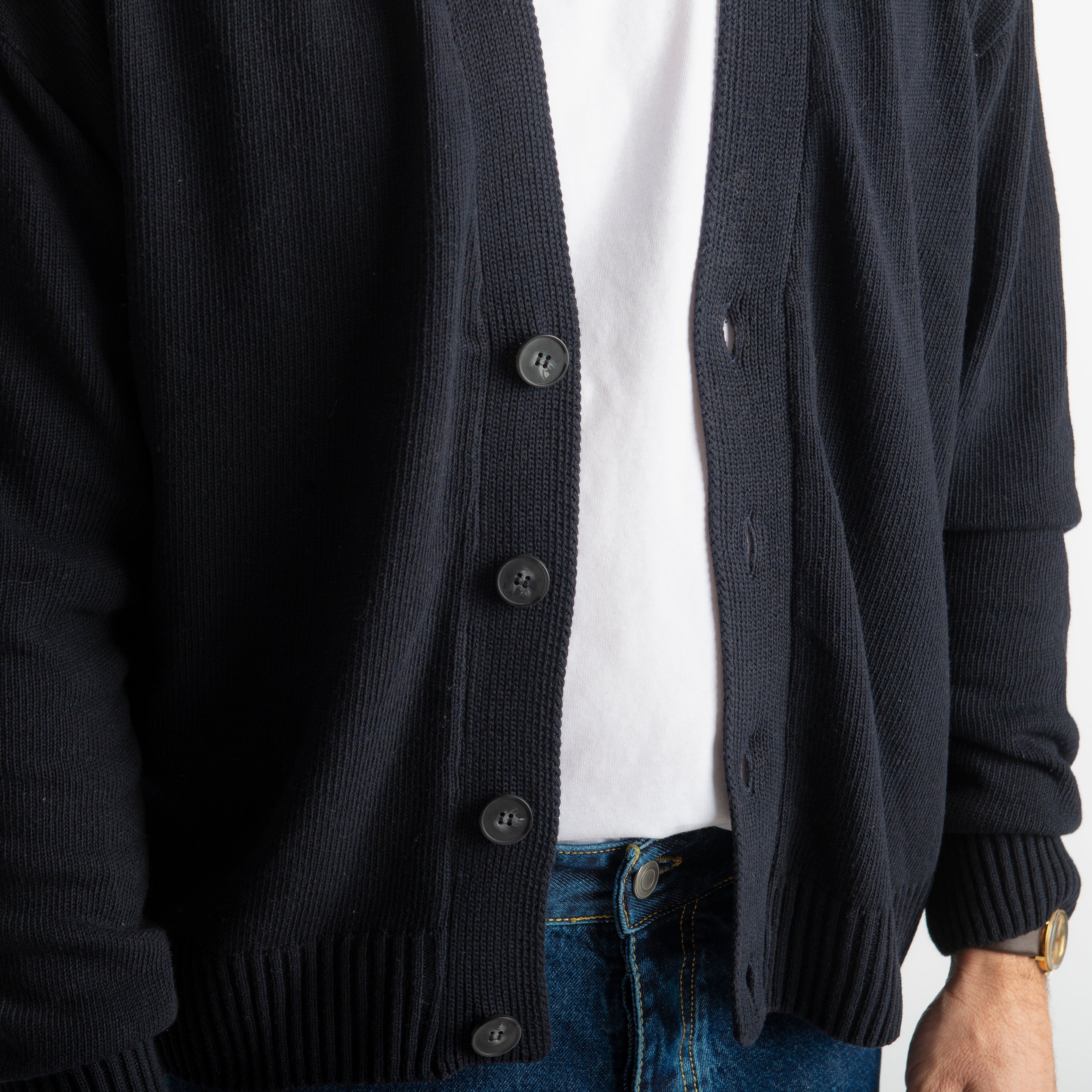 Cardigan In Filo Crop Blu