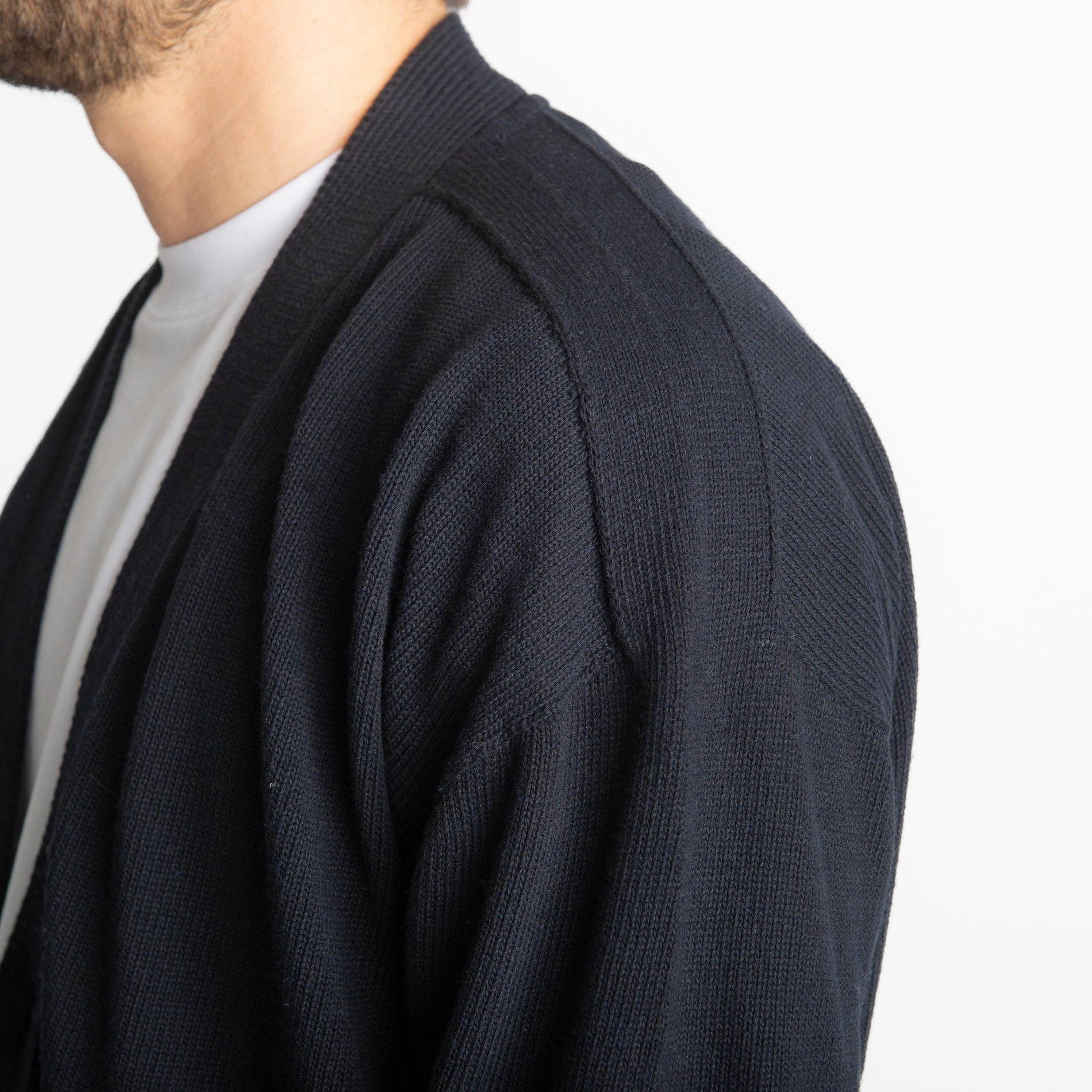 Cardigan In Filo Crop Blu