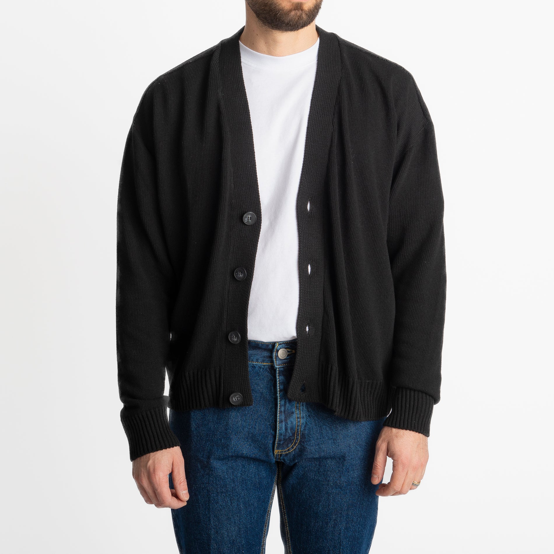 Cardigan In Filo Crop Nero