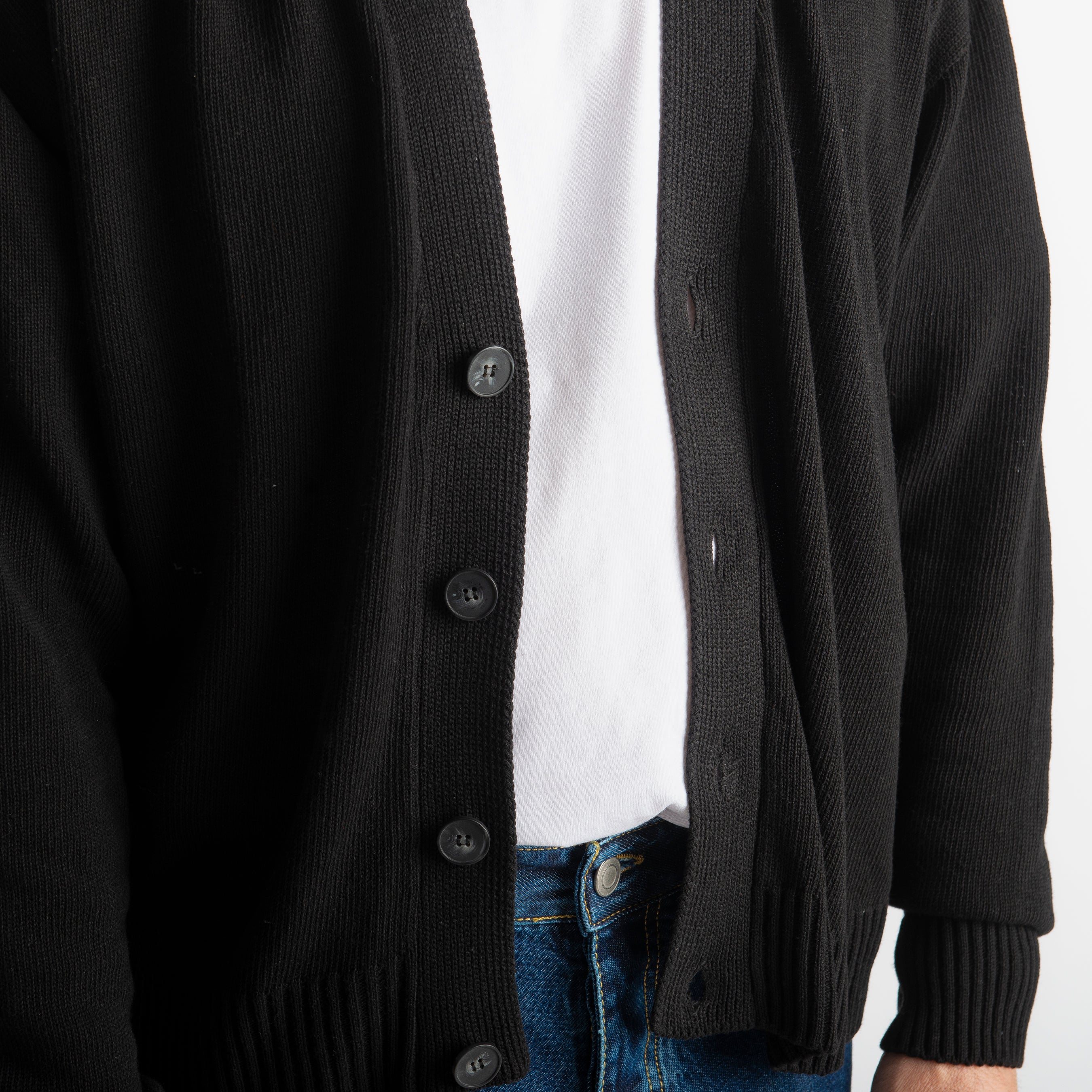 Cardigan In Filo Crop Nero