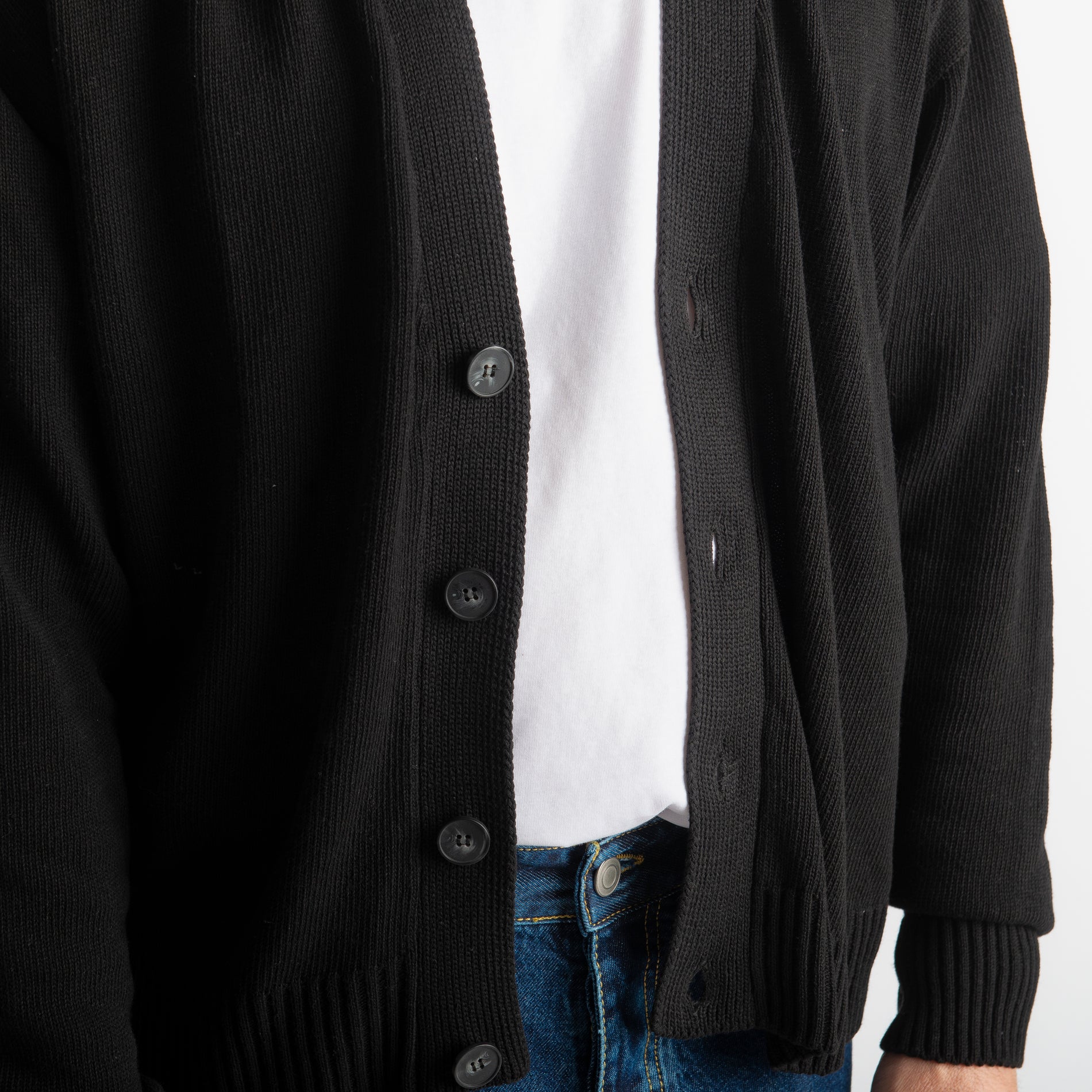 Cardigan In Filo Crop Nero