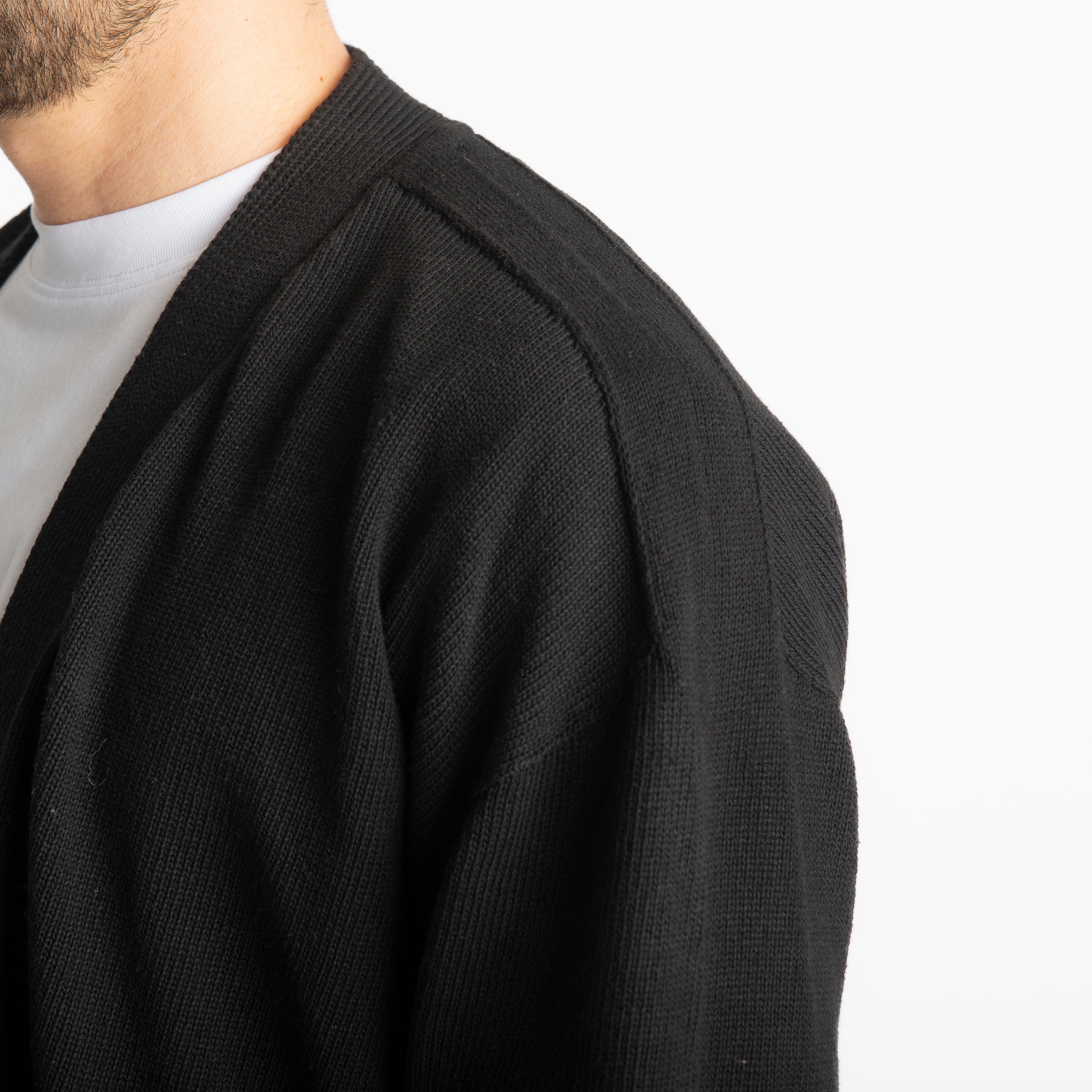 Cardigan In Filo Crop Nero